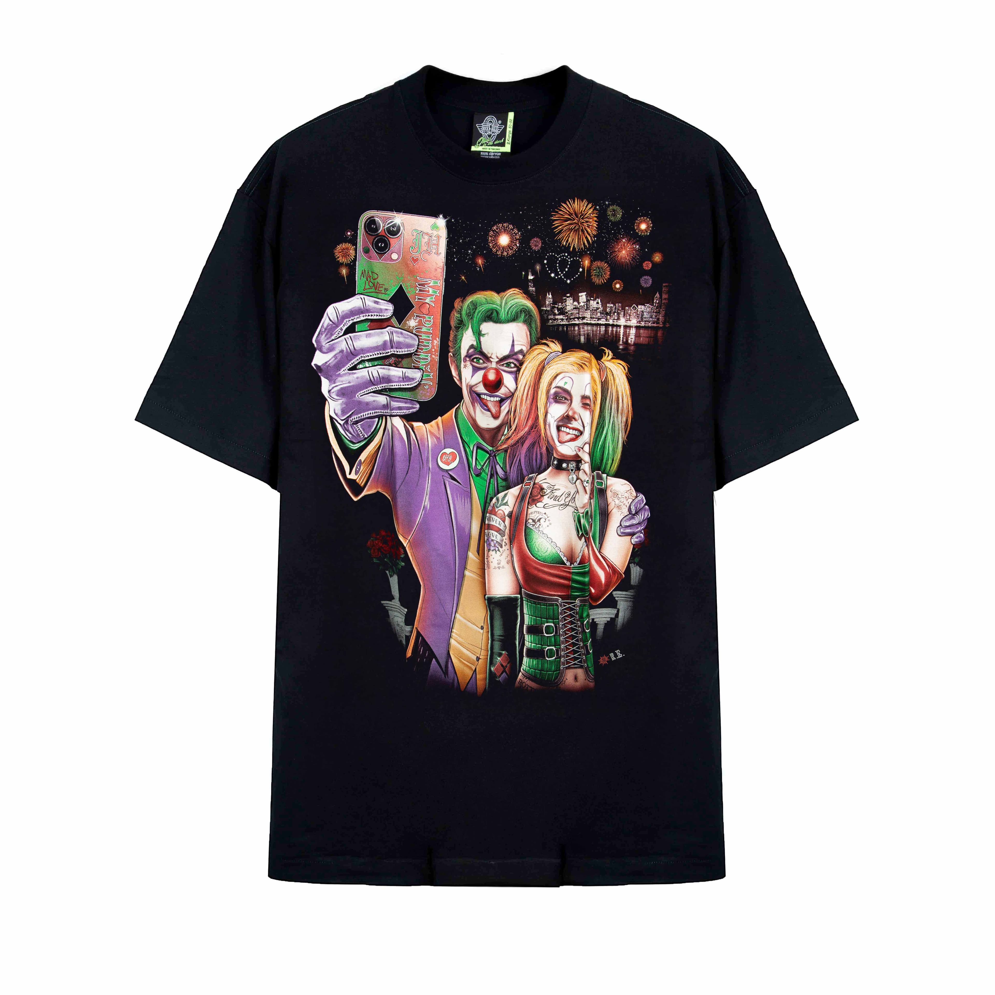Rock Eagle Joker & Harley Quinn Selfie T-Shirt, 11606- Black