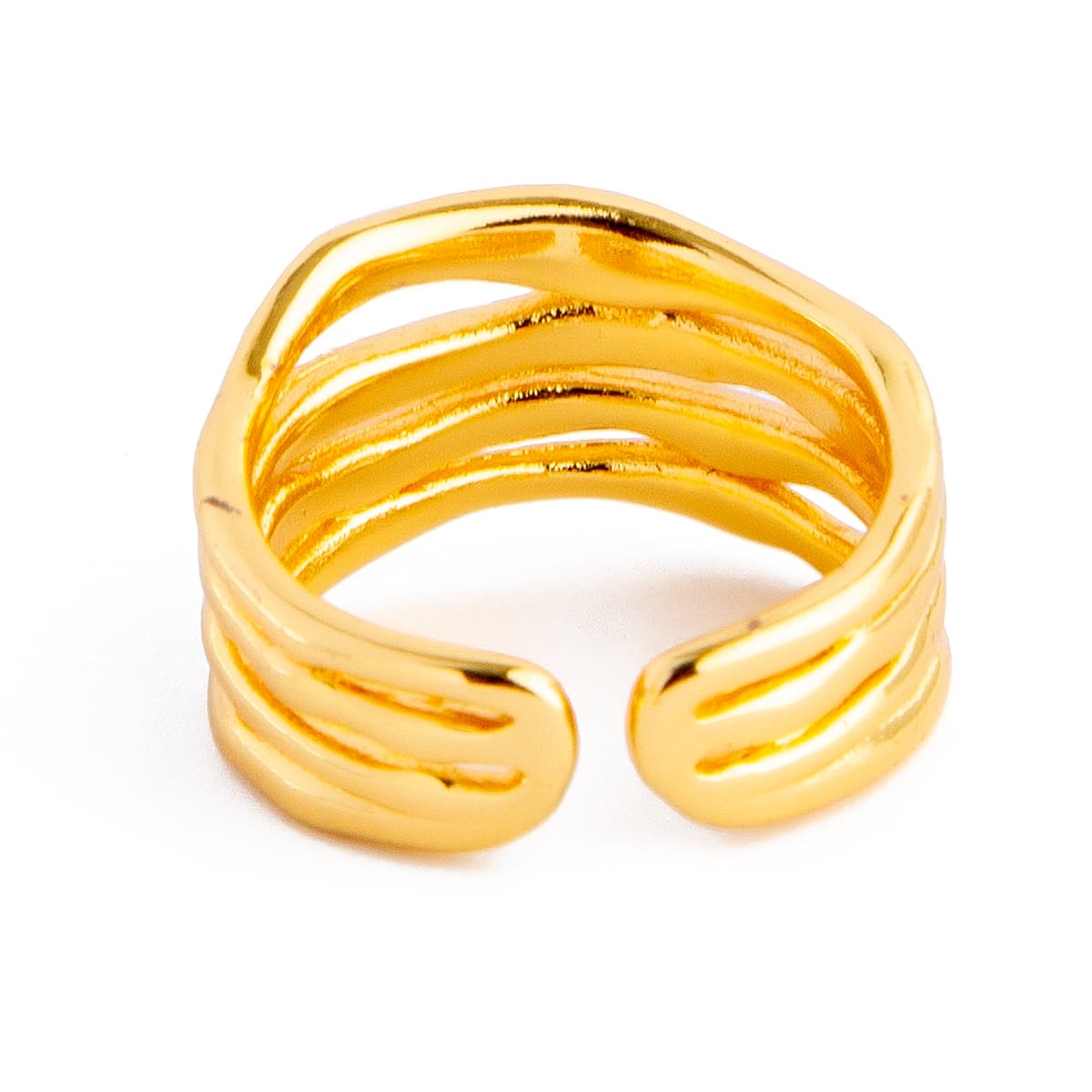 Textured Gold Stacking Band Ring. Unique organic texture, open band design, gold statement ring