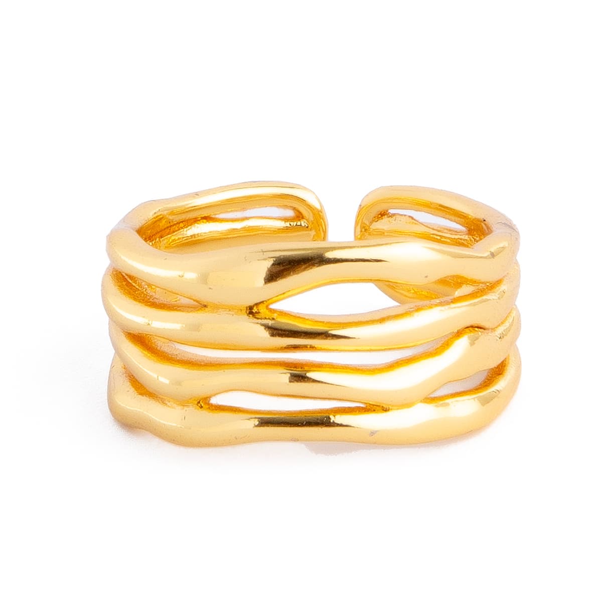 Textured Gold Stacking Band Ring. Unique organic texture, open band design, gold statement ring