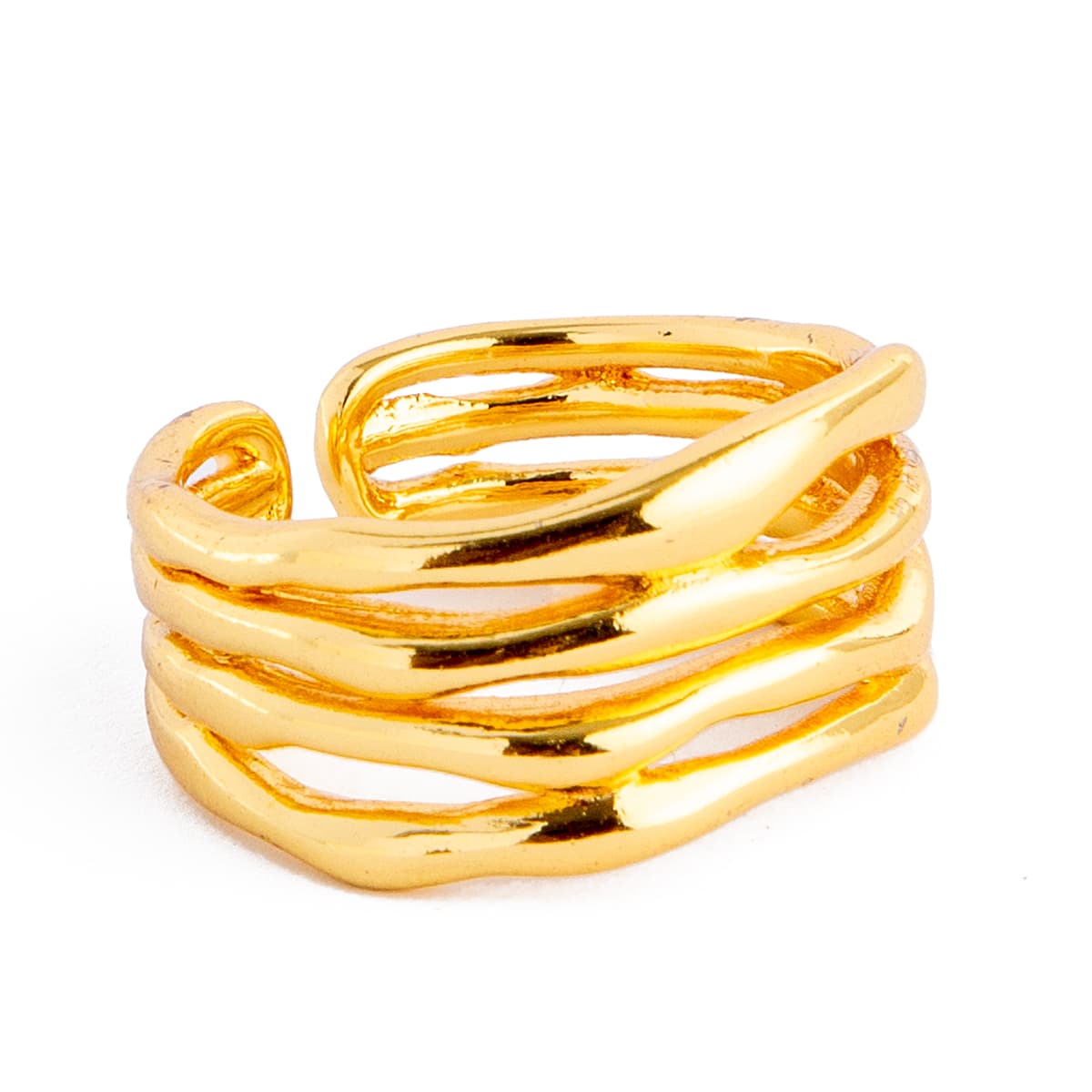 Textured Gold Stacking Band Ring. Unique organic texture, open band design, gold statement ring.