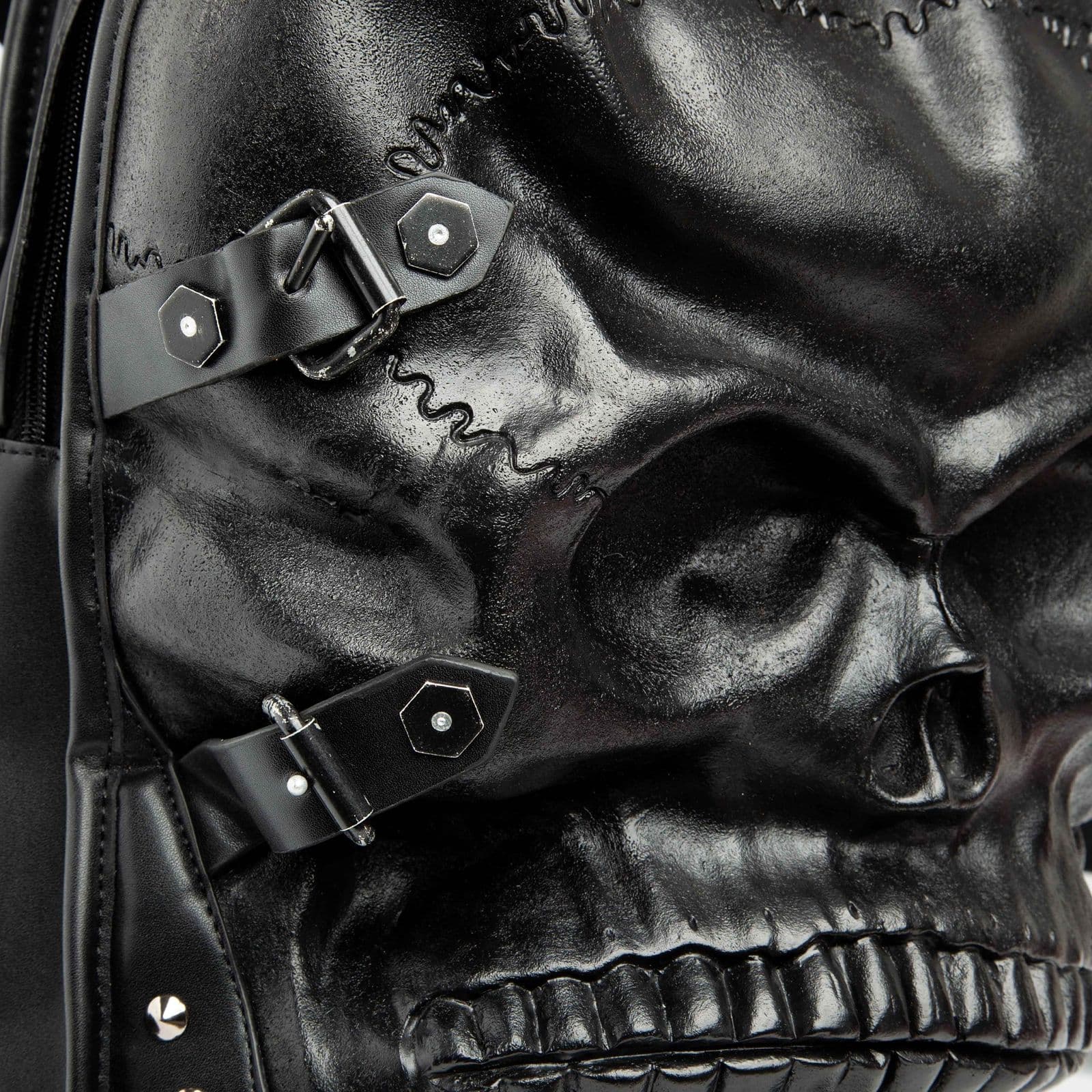 3D Skull Hooded Backpack - Black Edgy Unisex Bag