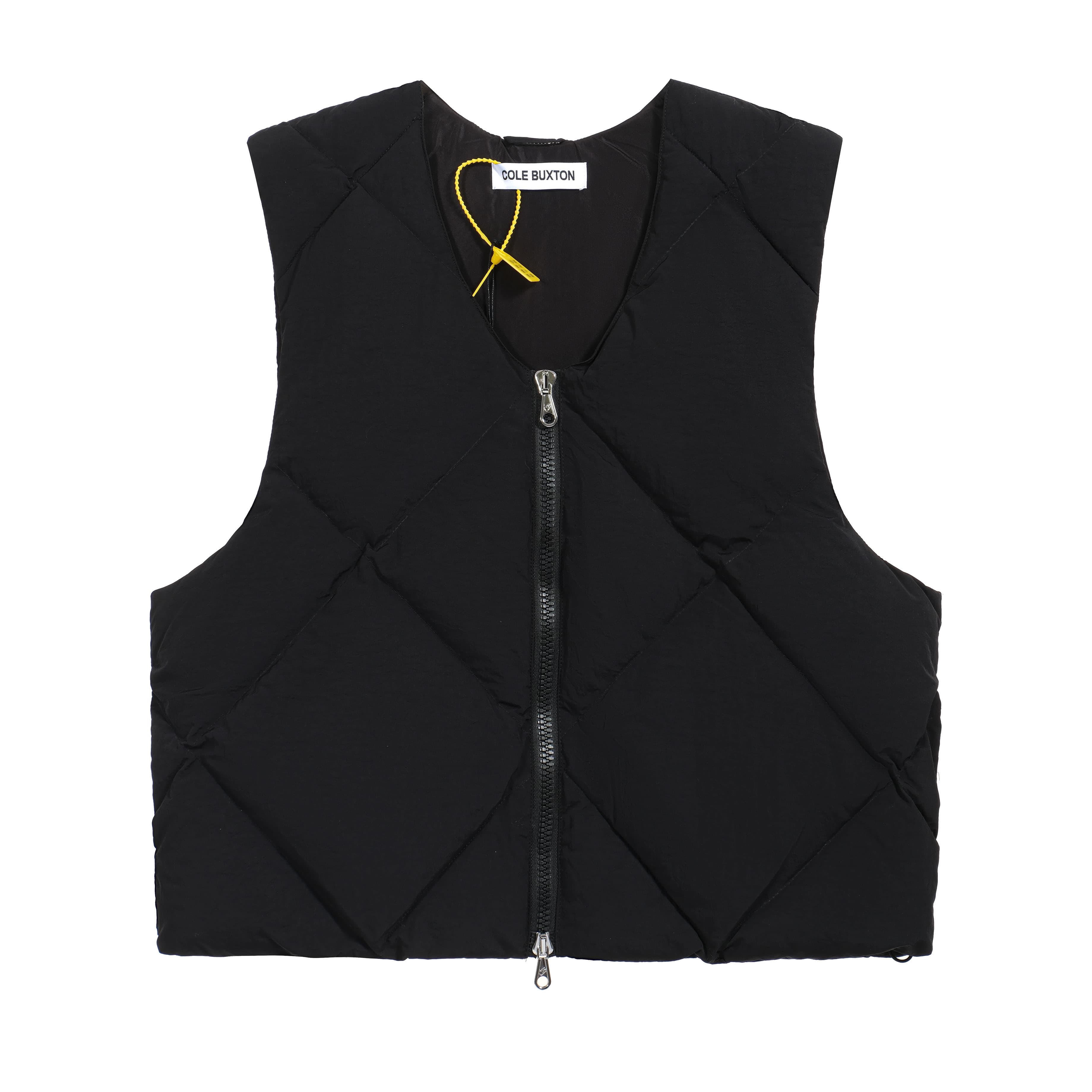 Black Diamond Quilted Vest - Sleeveless Zip-Up Gilet