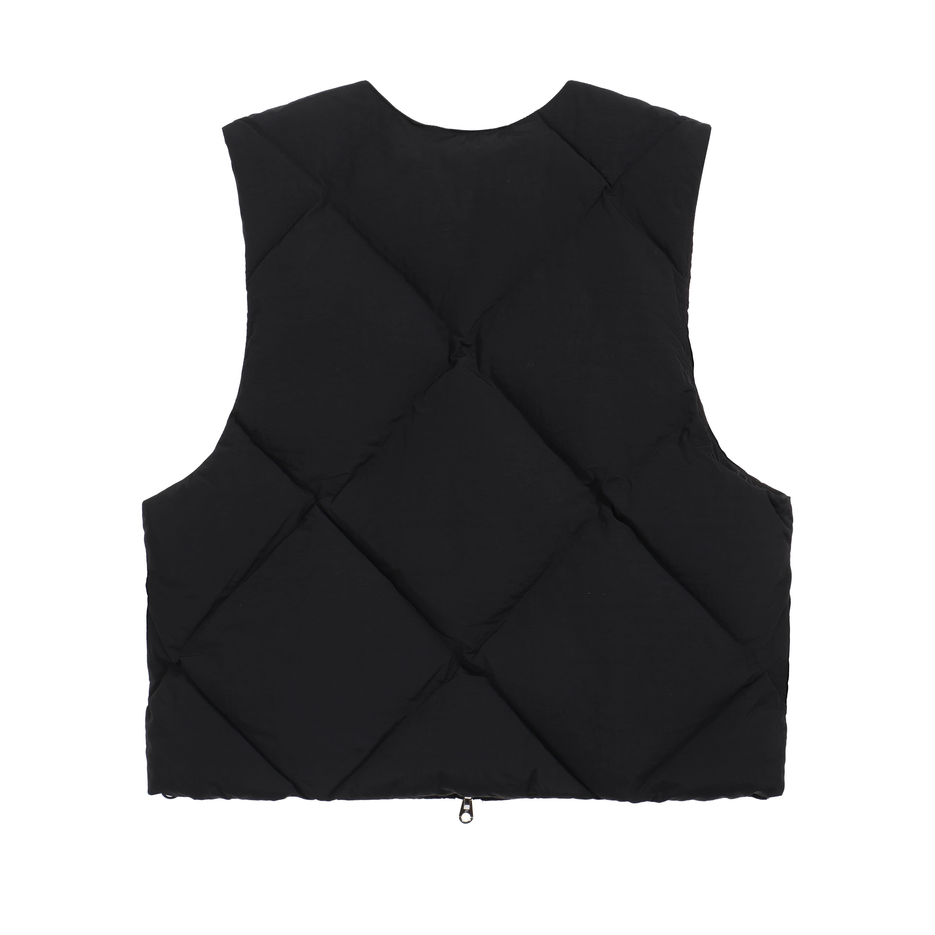 Black Diamond Quilted Vest - Sleeveless Zip-Up Gilet