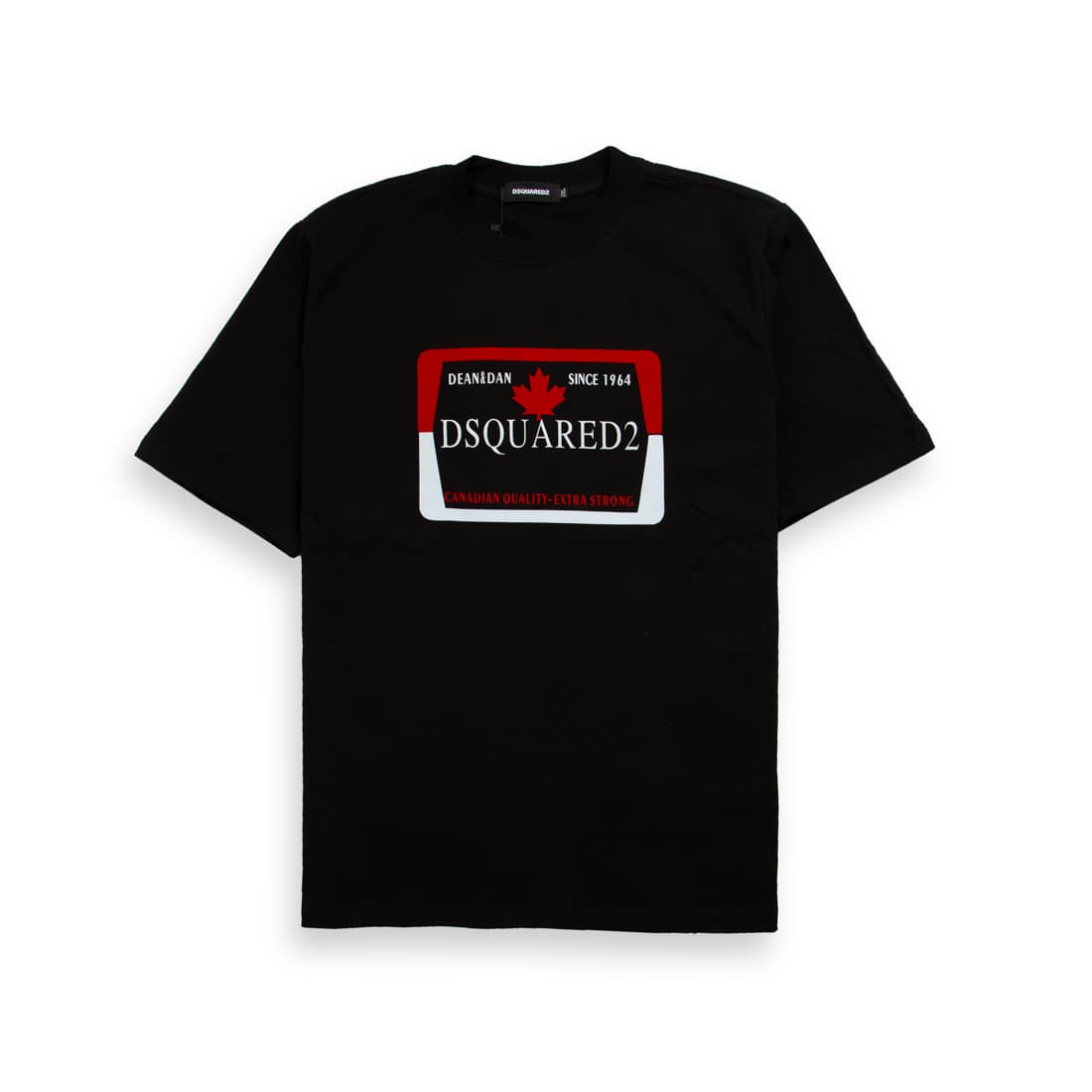 DSQUARED2 Black T-Shirt with Canadian License Plate Graphic Print, Dean & Dan, Since 1964, Crew Neck T-shirt