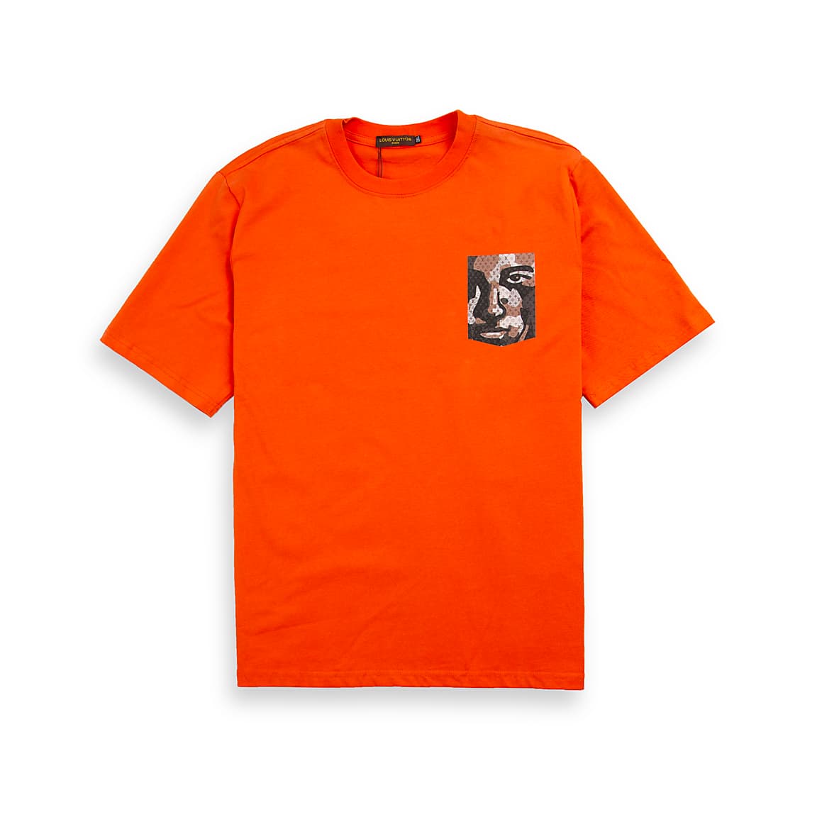 This is a vibrant, short-sleeved crew-neck t-shirt featuring a unique graphic detail.