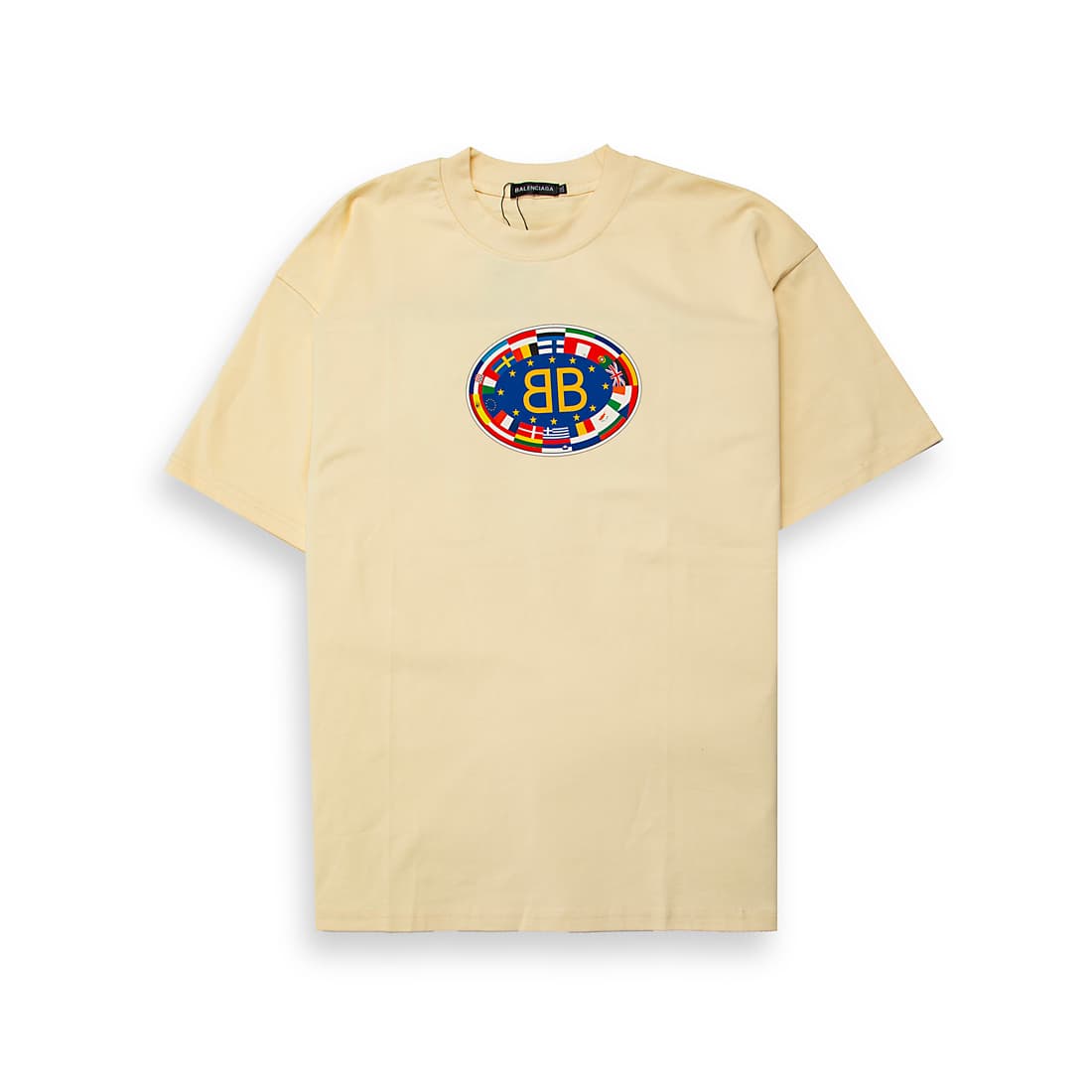 This is a relaxed-fit, short-sleeved t-shirt from the luxury brand Balenciaga.