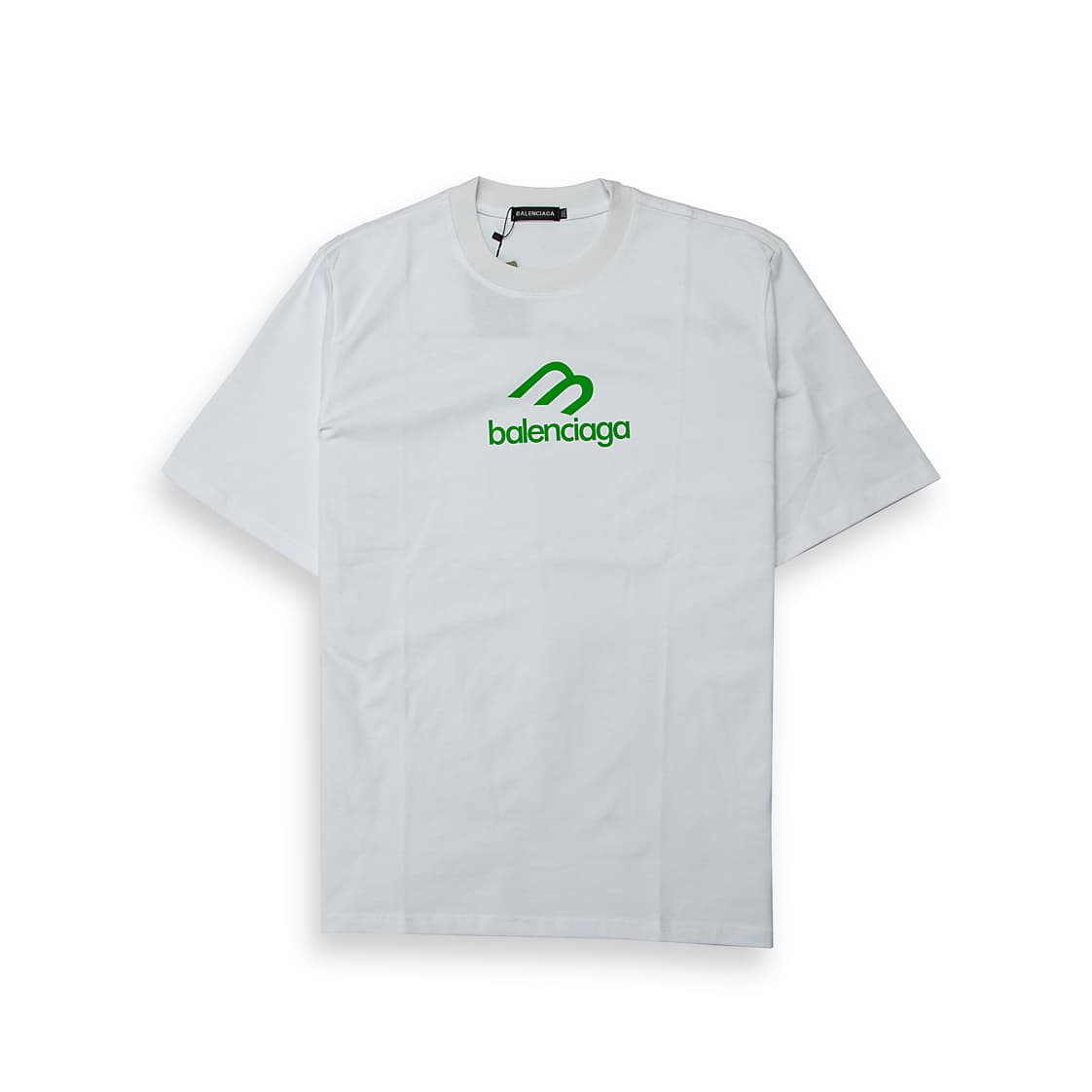 This is a minimalist and modern short-sleeved t-shirt from the luxury brand Balenciaga.