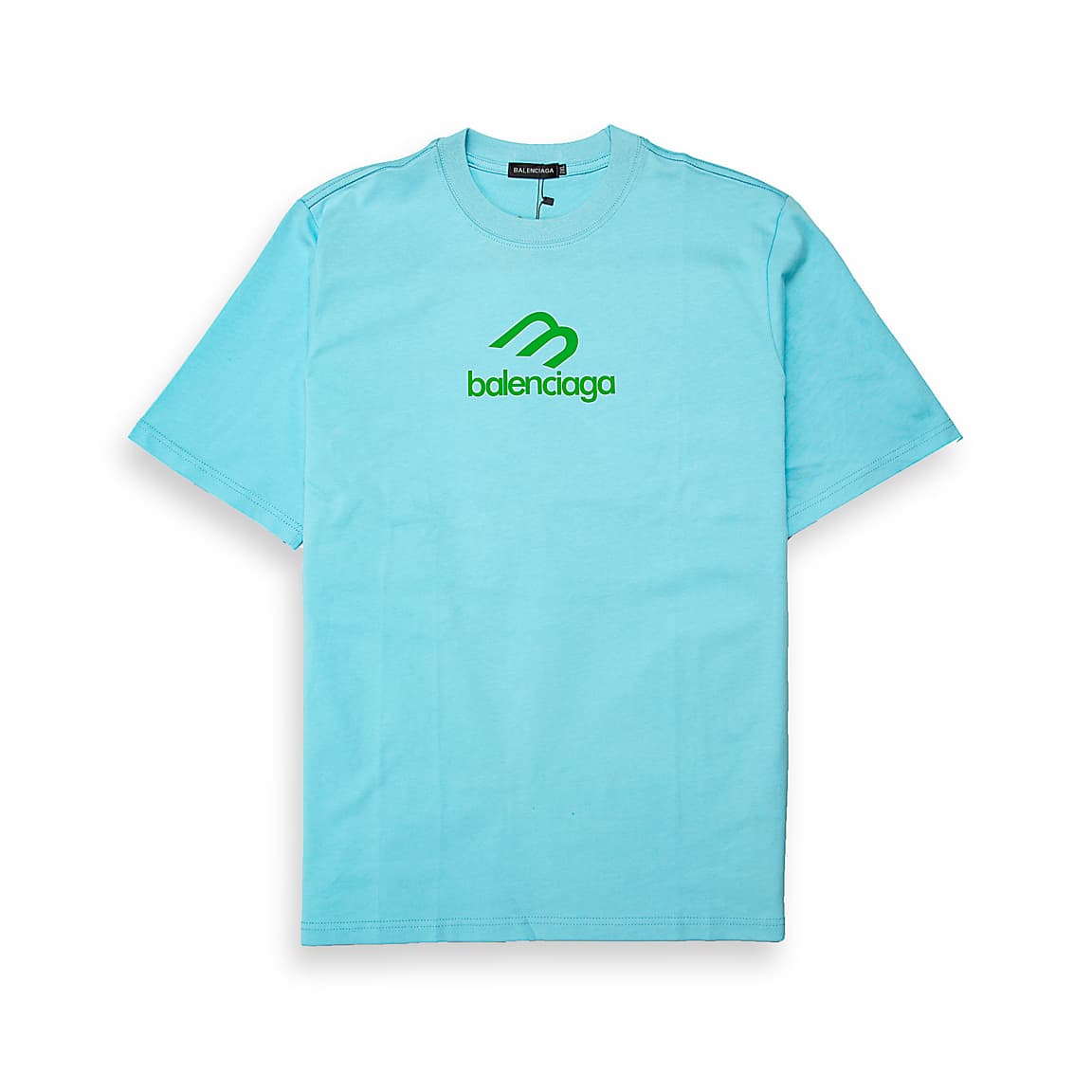 This is a distinctive, short-sleeved t-shirt from the luxury brand Balenciaga.