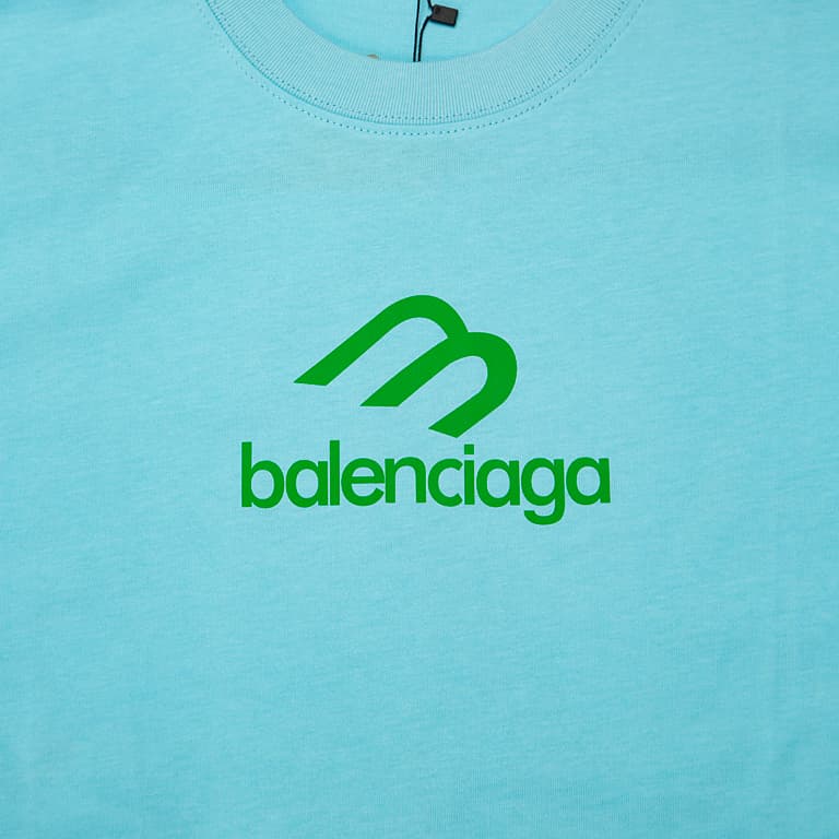 This is a distinctive, short-sleeved t-shirt from the luxury brand Balenciaga.