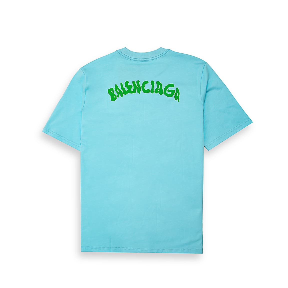 This is a distinctive, short-sleeved t-shirt from the luxury brand Balenciaga.