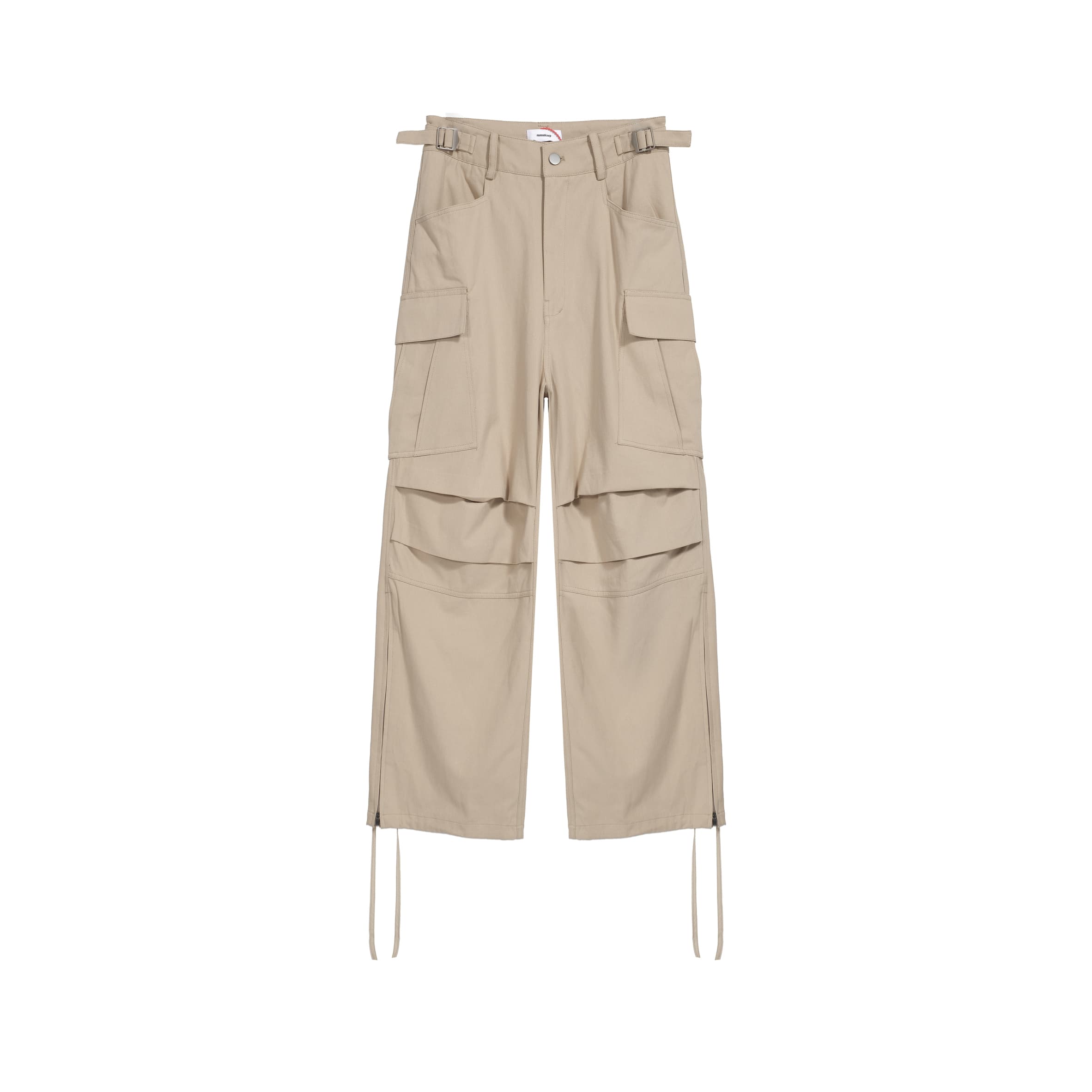NONNOD Wide-Leg Beige Layered Pocket Cargo Pants