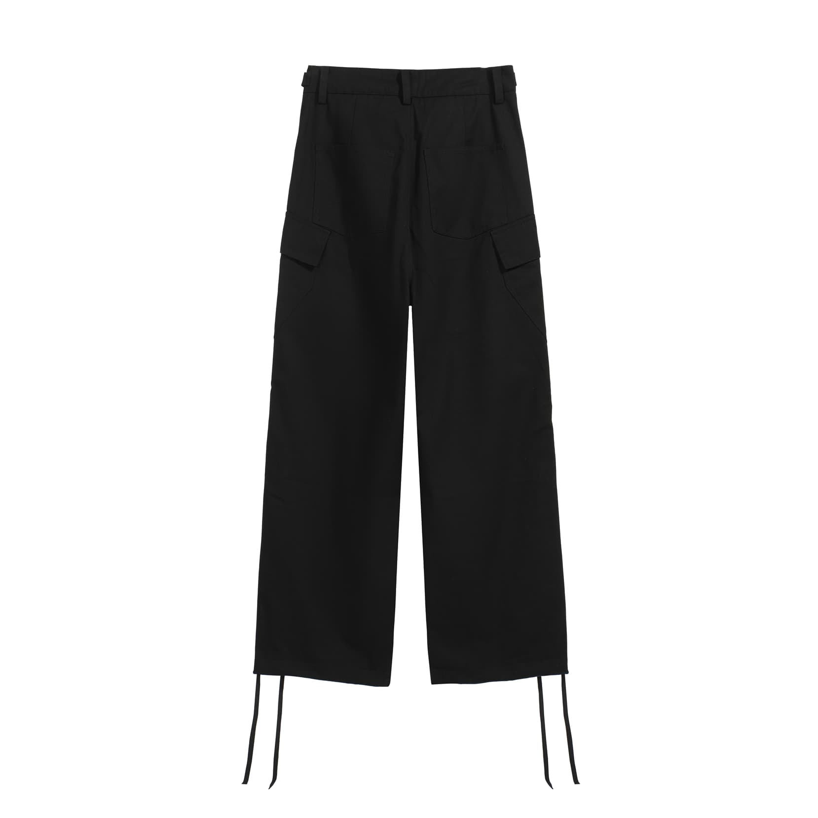 NONNOD Wide-Leg Black Layered Pocket Cargo Pants