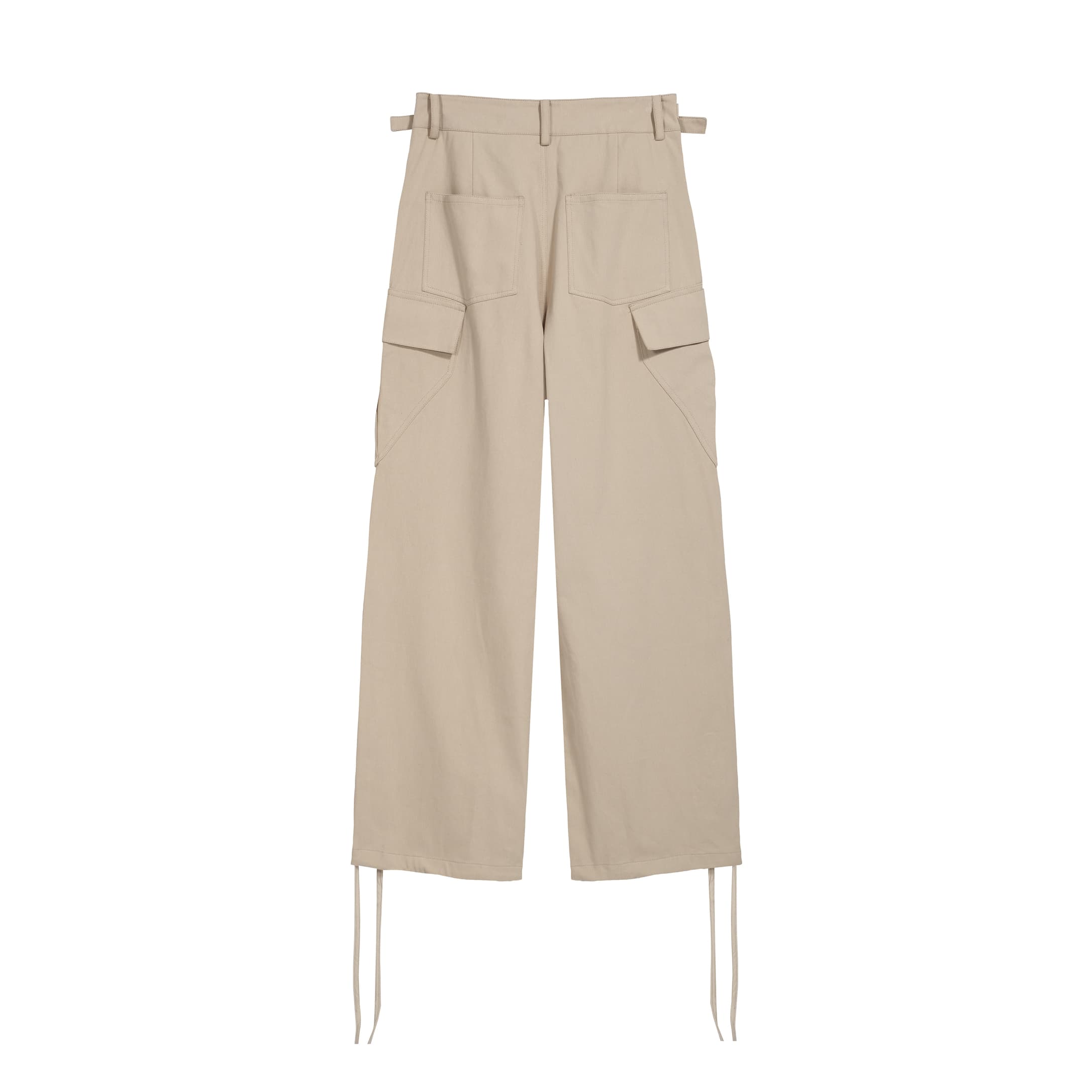 NONNOD Wide-Leg Beige Layered Pocket Cargo Pants