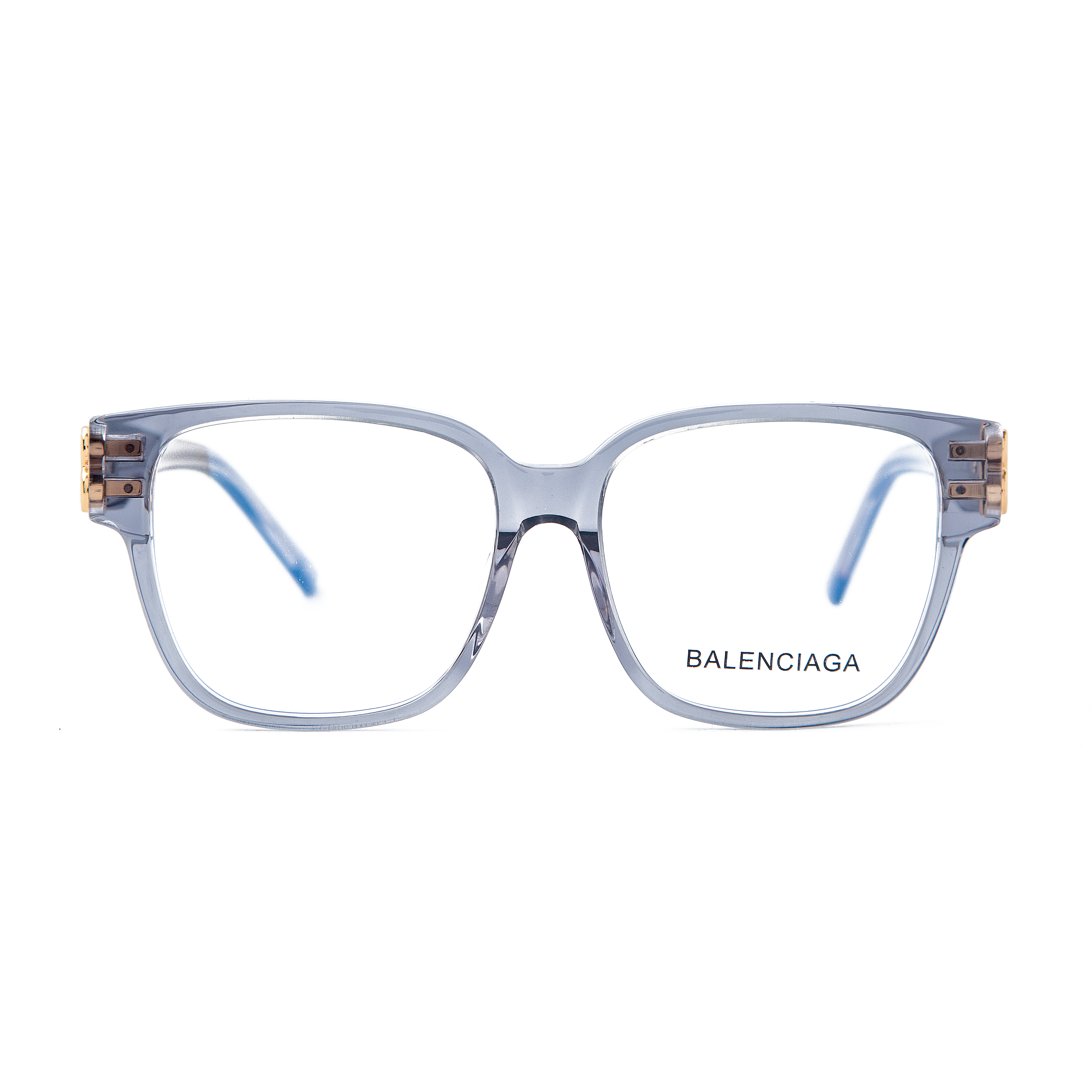 Balenciaga Frame Glasses with Gold Detailing, 10478 -Crystal Grey