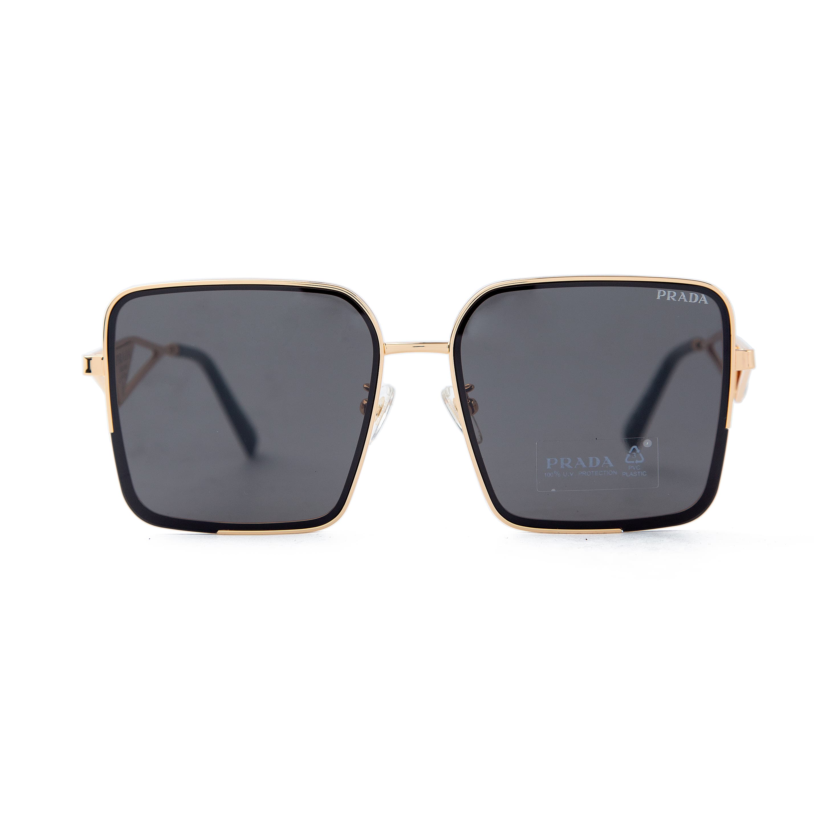 Prada Square Sunglasses, Stylish with UV Protection, 10476 -Gold