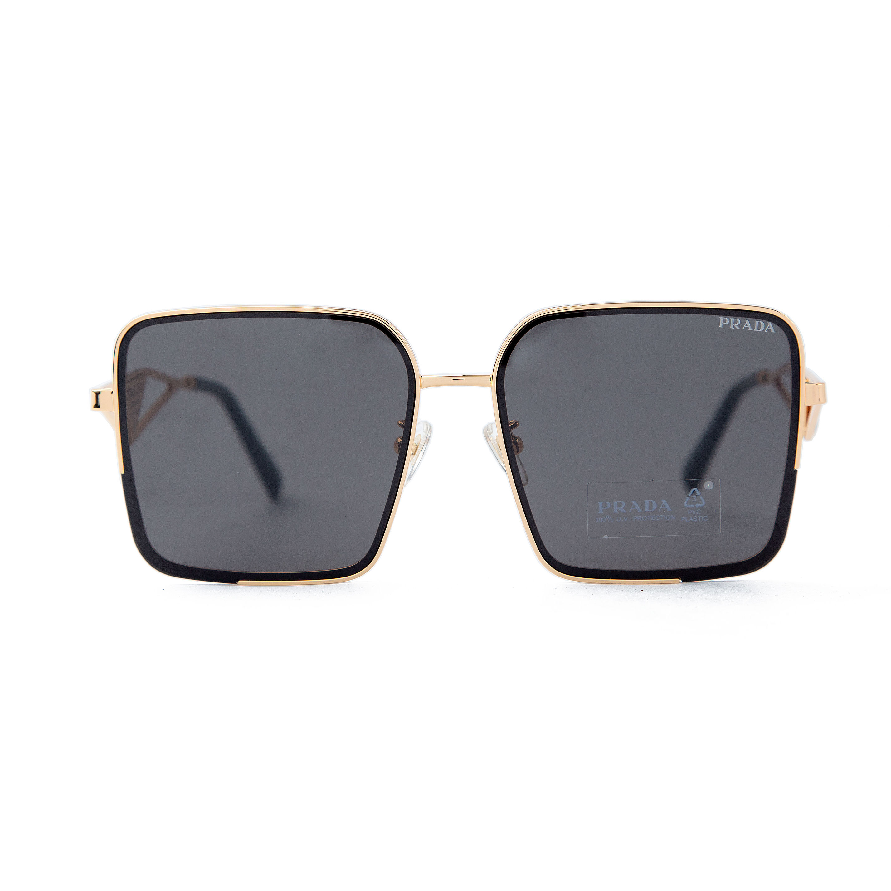 Prada Square Sunglasses - Gold, UV Protection, Stylish