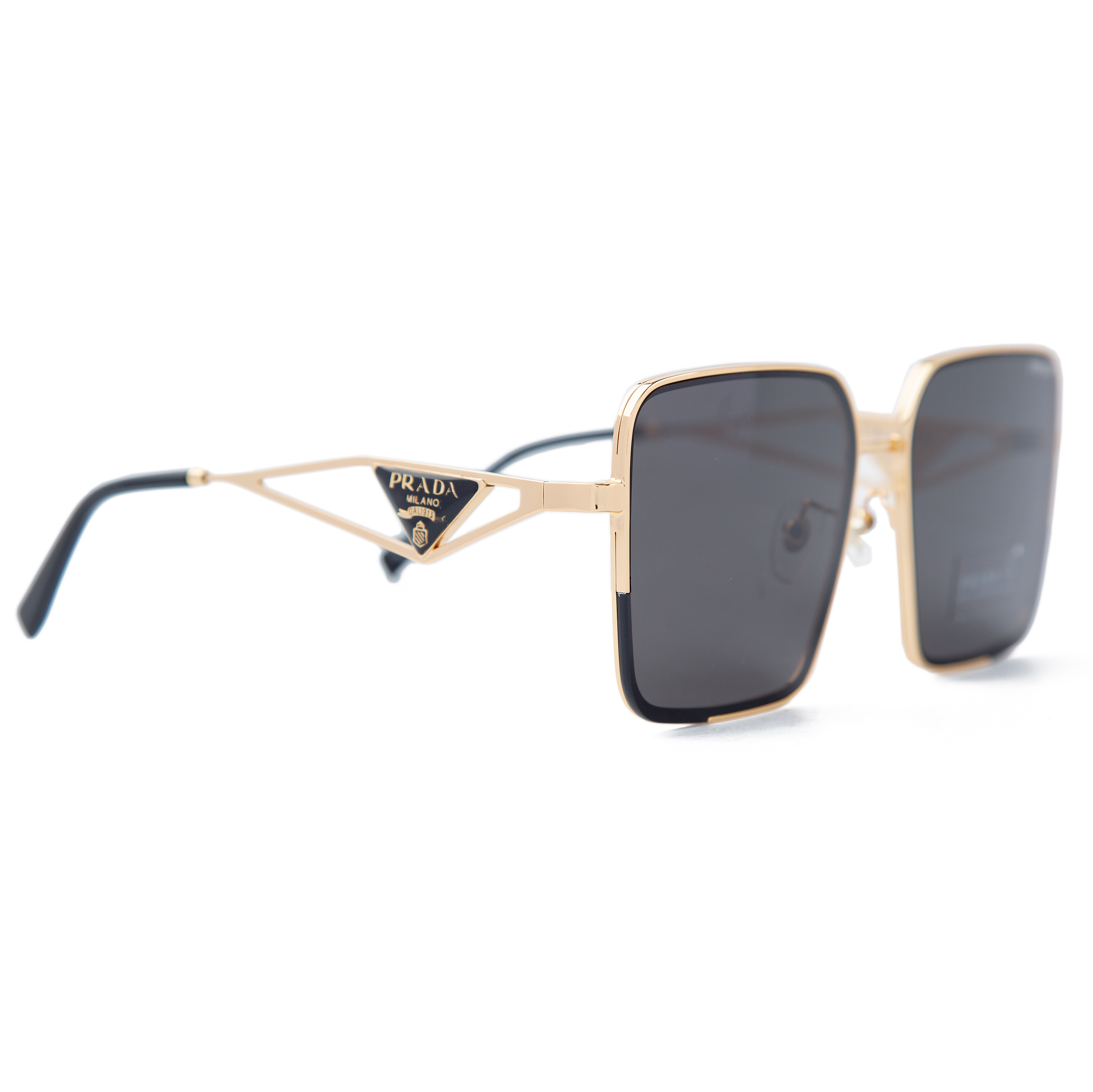 Prada Square Sunglasses - Gold, UV Protection, Stylish