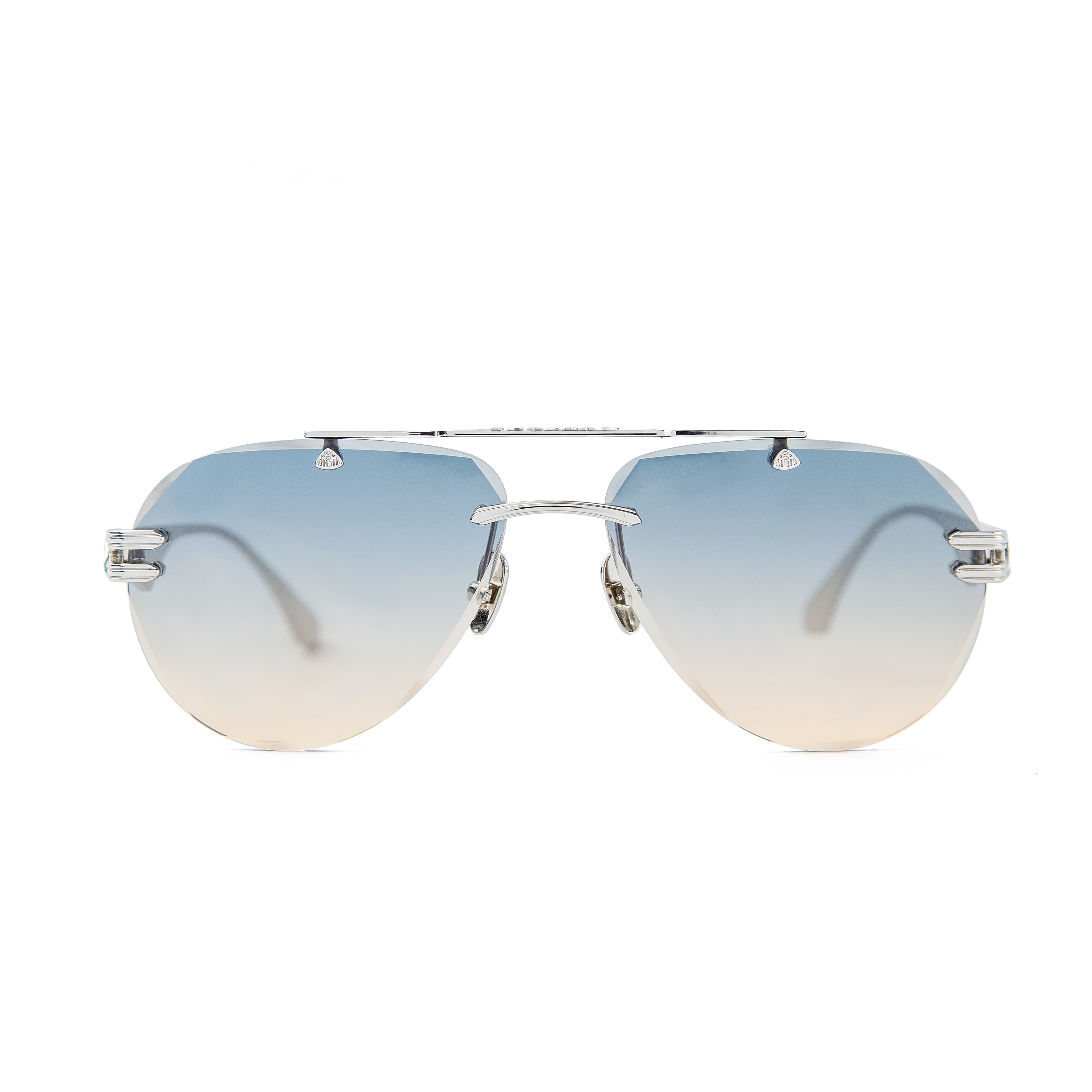 Maybach aviator sunglasses with silver-tone frames and gradient grey-brown lenses, a luxurious unisex design with iconic Maybach branding