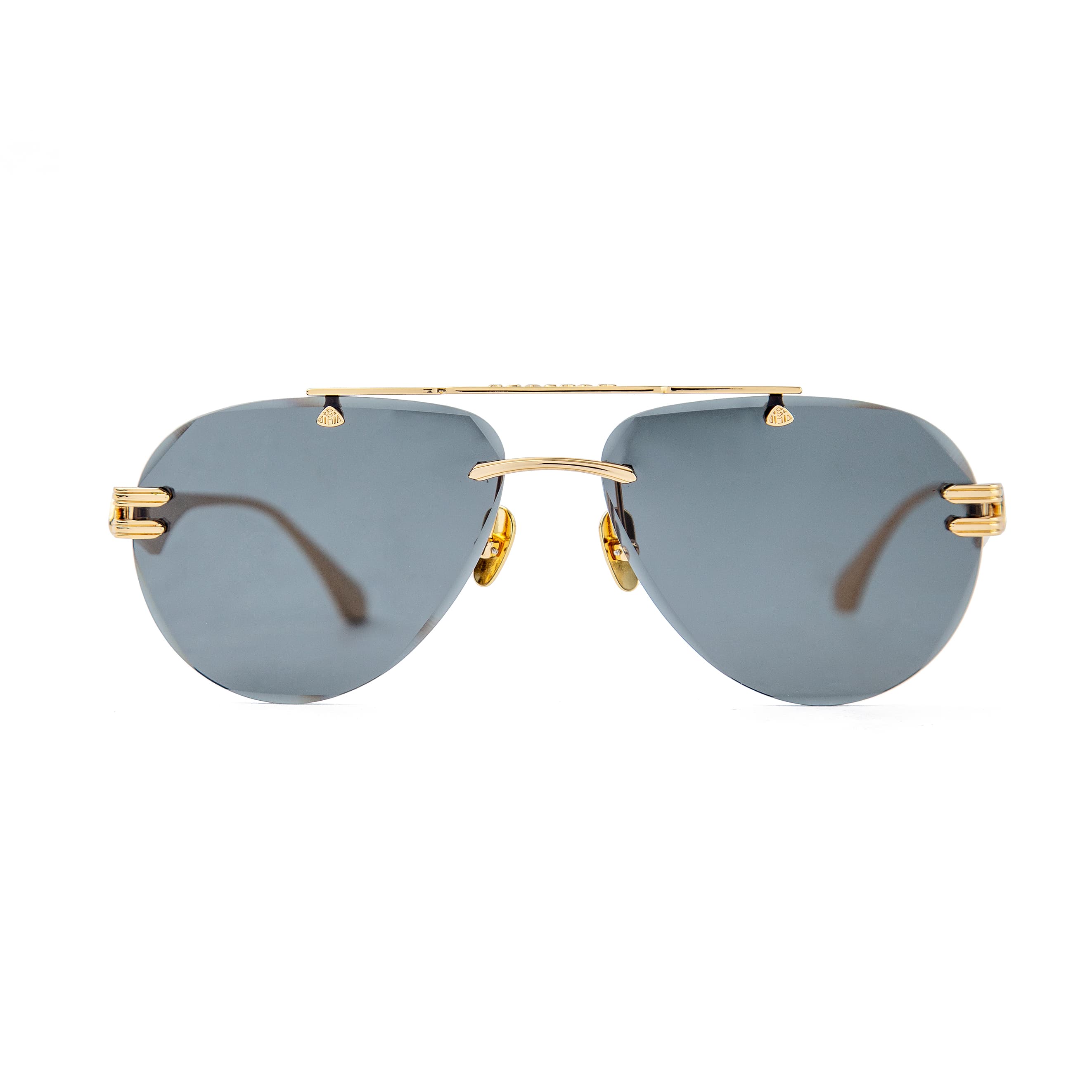 Maybach aviator sunglasses with a gold-tone frame and polarized grey lenses, a luxurious unisex design with iconic Maybach branding.