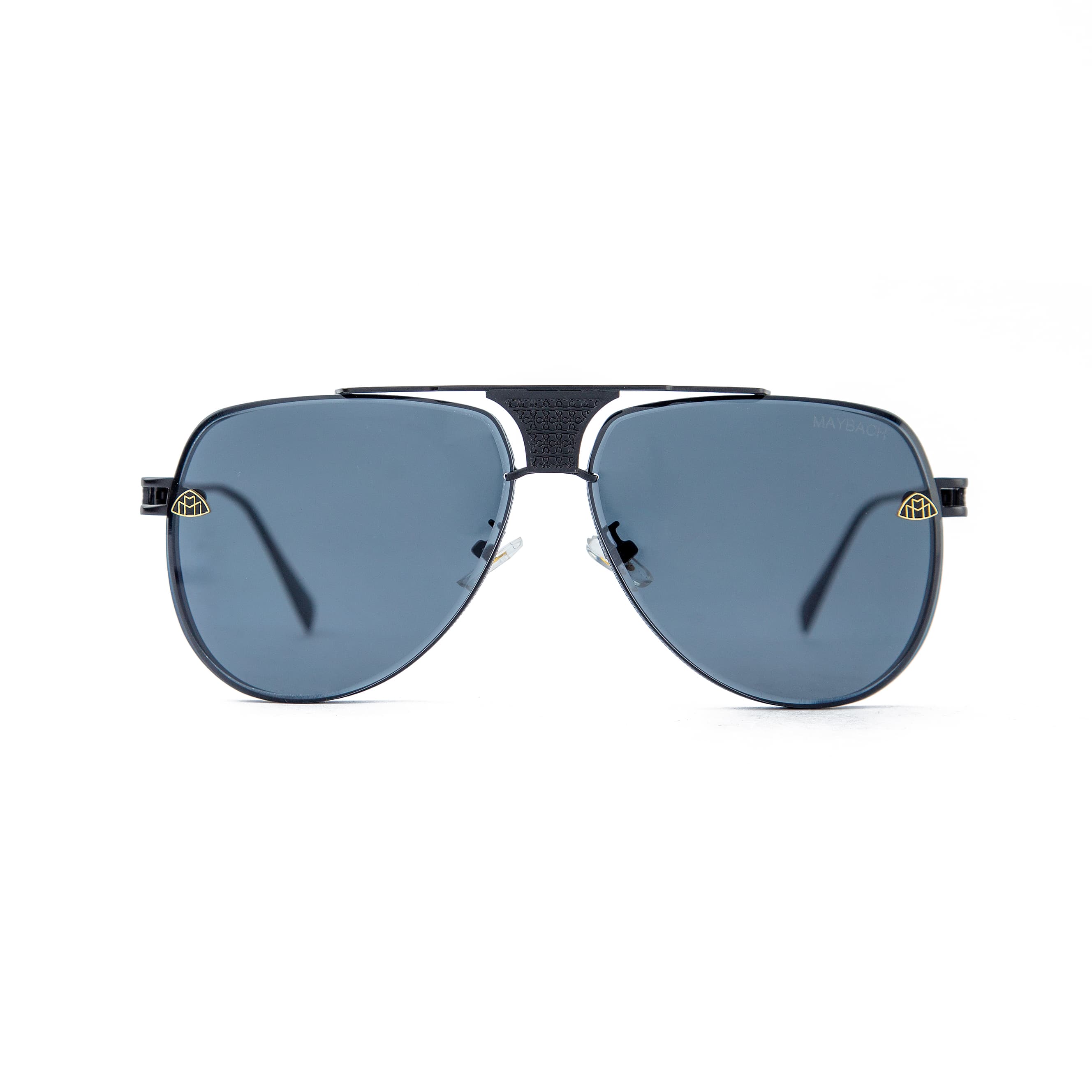 Maybach aviator sunglasses with a black frame and polarized grey lenses, a luxurious unisex design with iconic Maybach branding.
