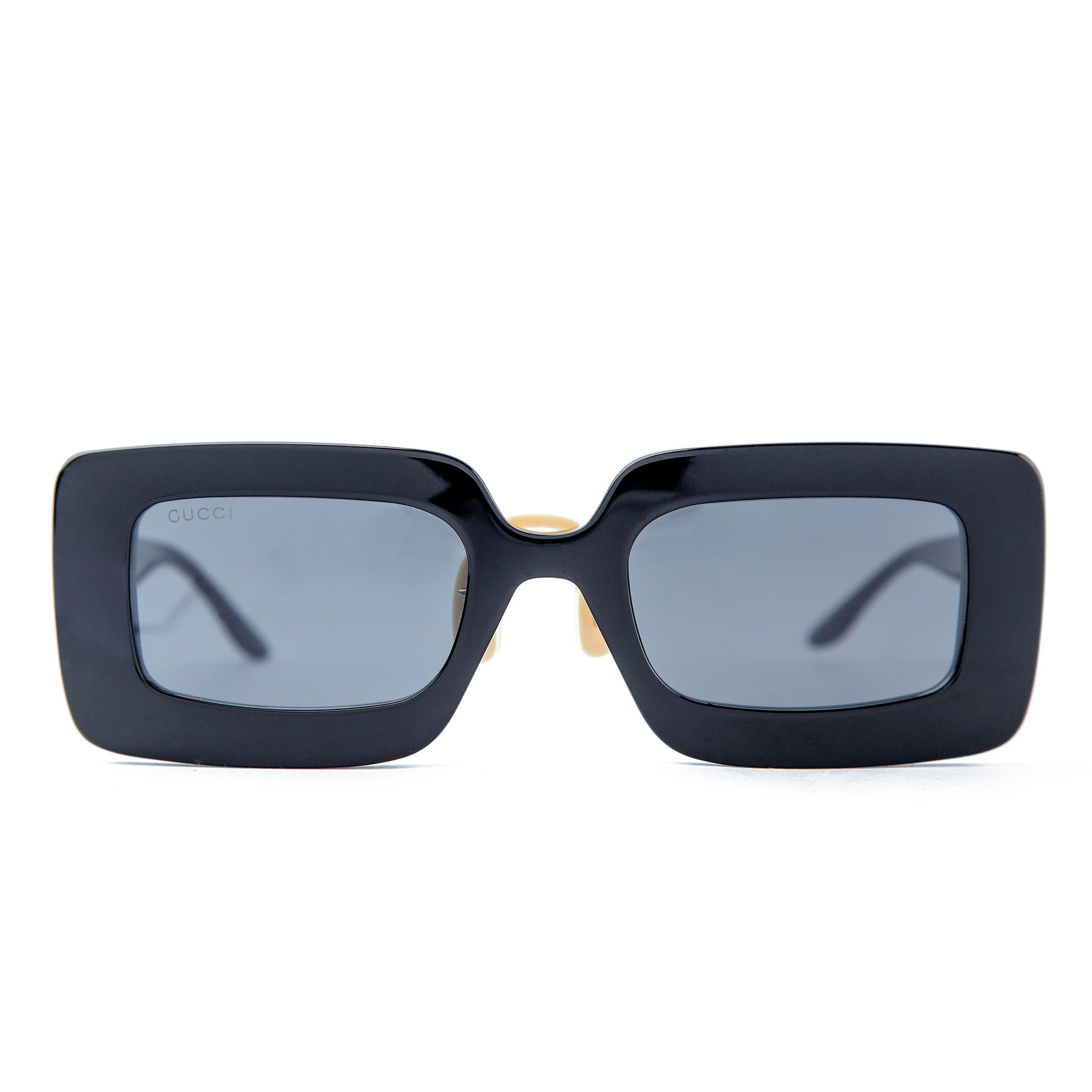 Gucci Black Square Sunglasses with gold GG logo 