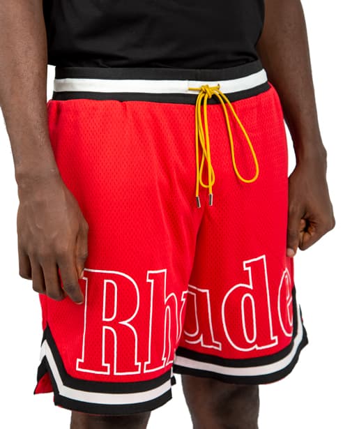 Rhude Court Logo Mesh Shorts - Red"