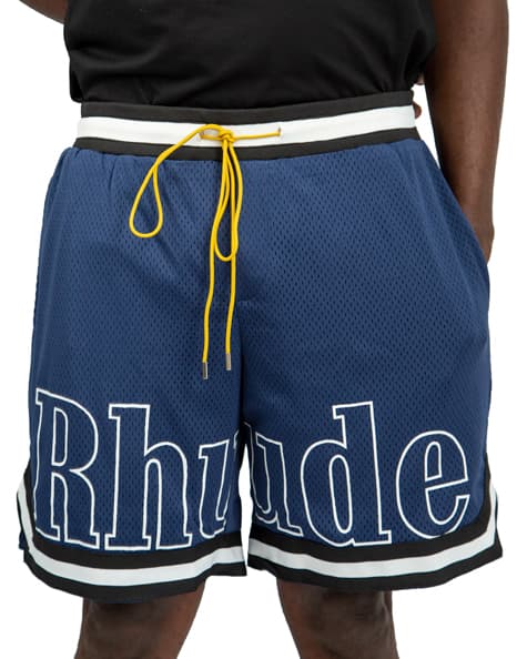 Rhude Navy Basketball Logo Swim Shorts