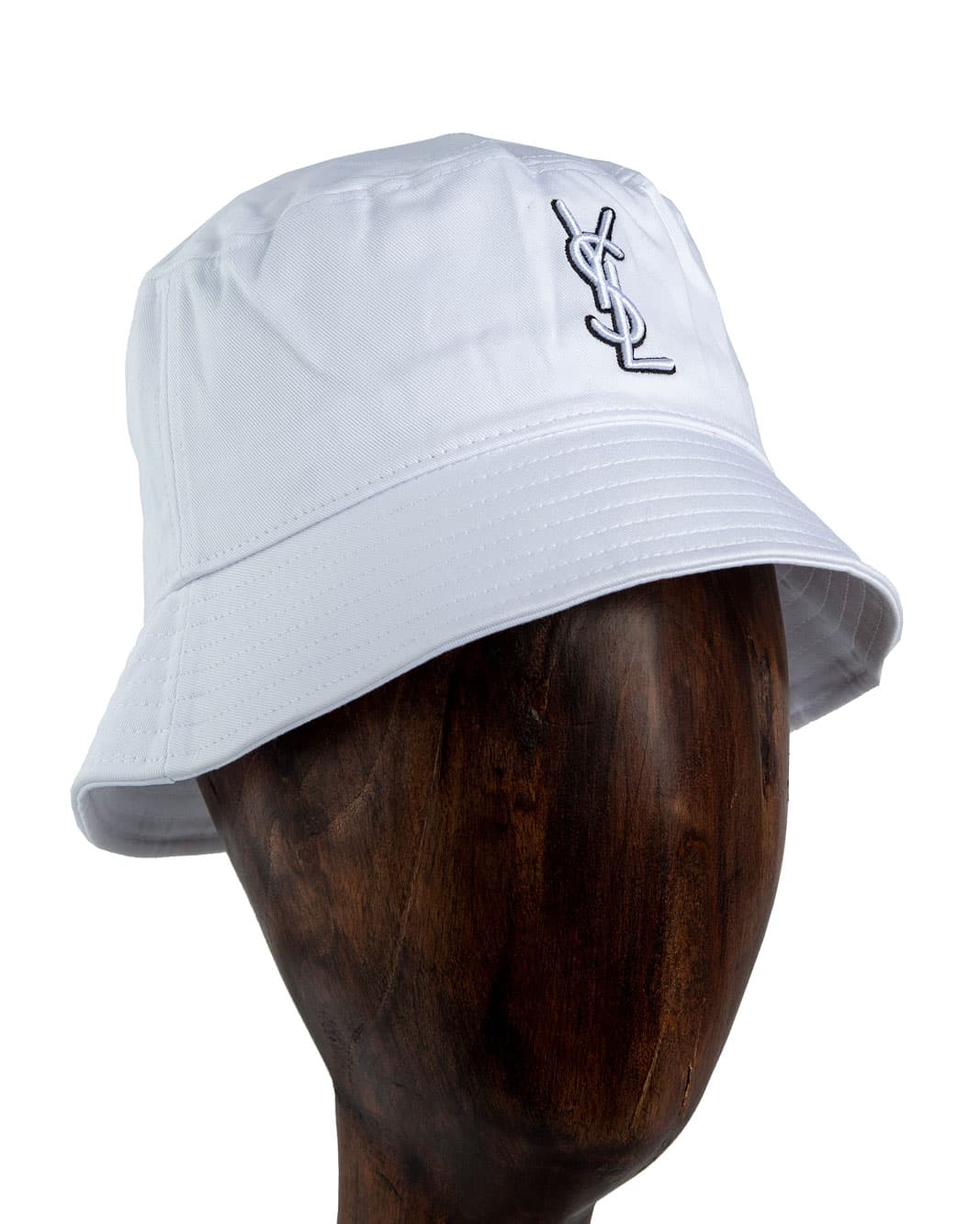 Yves Saint Laurent Bucket Hat, White, Black Logo, Unisex