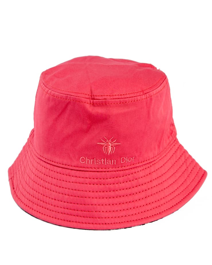 Christian Dior Embroidered Bucket Hat, Pink, Pink/Silver Logo, Unisex