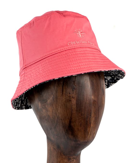 Christian Dior Embroidered Bucket Hat, Pink, Pink/Silver Logo, Unisex