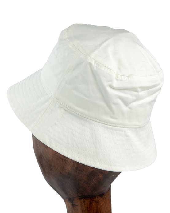 Celine Triomphe Bucket Hat, White, Dark Navy Logo, Unisex