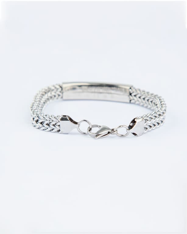 Hublot Stainless Steel Link Bracelet, Silver Steel, Black Logo Plate, Men's Accessory