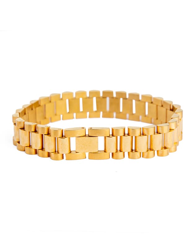 Classic Gold Link Bracelet, Gold Metal, Unisex Accessory