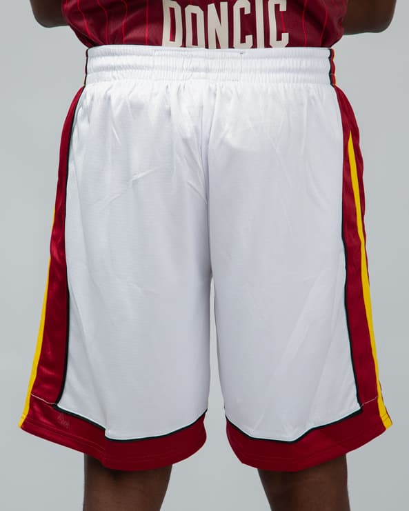 Nike Miami Heat Icon Edition Swingman Shorts, White, MH Logo, Flaming Basketball, NBA Shorts