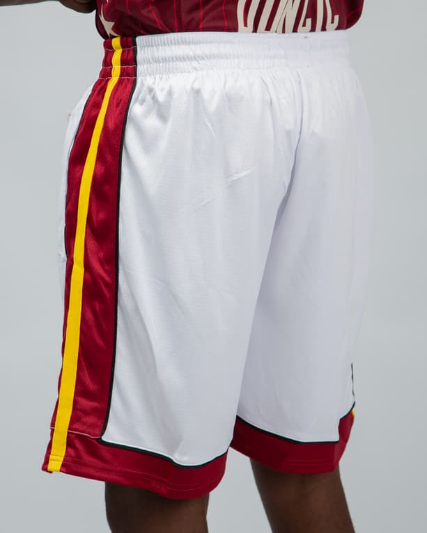 Nike Miami Heat Icon Edition Swingman Shorts, White, MH Logo, Flaming Basketball, NBA Shorts