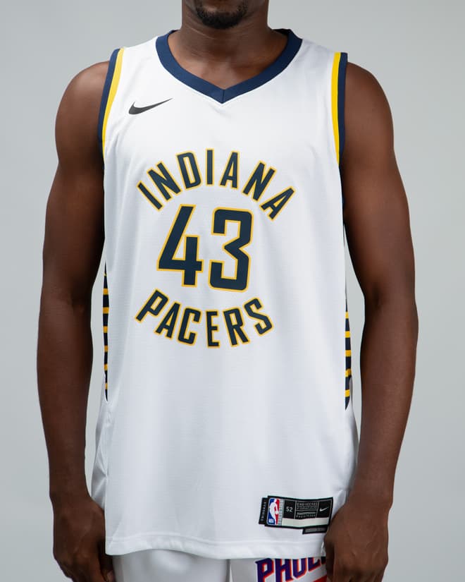 Indiana Pacers Nike Association Edition Swingman Jersey, White, Number 43, NBA Jersey