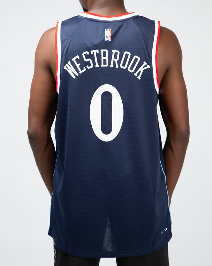 Nike Los Angeles Clippers City Edition Jersey, Navy Blue, Clippers Script, Number 0, NBA Jersey