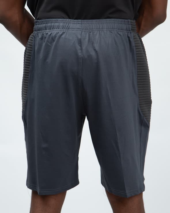 Dark Grey Textured Training Shorts, Men's Performance Shorts, Athletic Shorts, Workout Shorts, Zipper Pocket