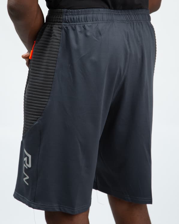 Dark Grey Textured Training Shorts, Men's Performance Shorts, Athletic Shorts, Workout Shorts, Zipper Pocket
