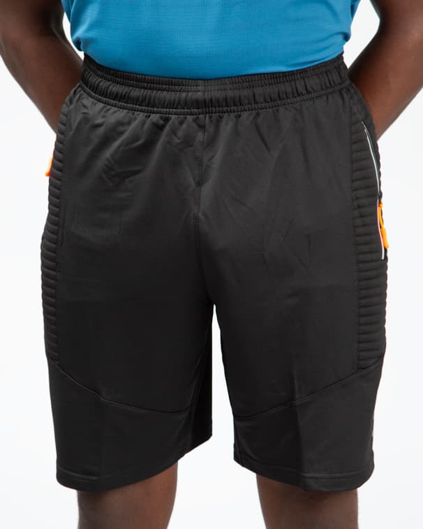 Black Textured Training Shorts, Men's Performance Shorts, Athletic Shorts, Workout Shorts, Zipper Pocket