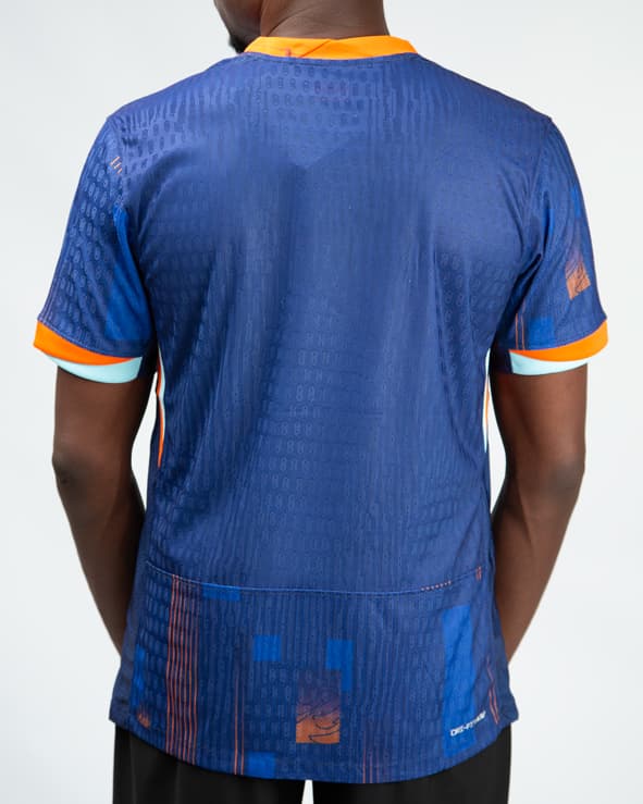 Nike Netherlands Dri-FIT ADV Match Away Shirt, Blue, Orange Accents, National Team Jersey, Soccer Jersey