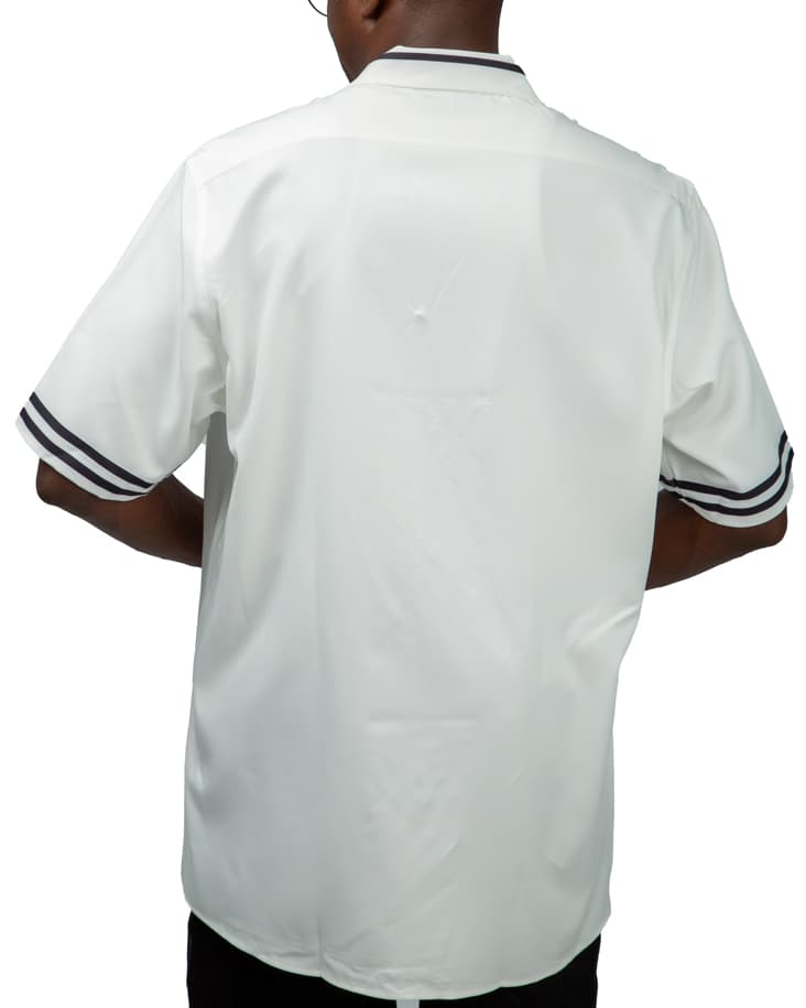 White shirt with black Doberman print silk shirt