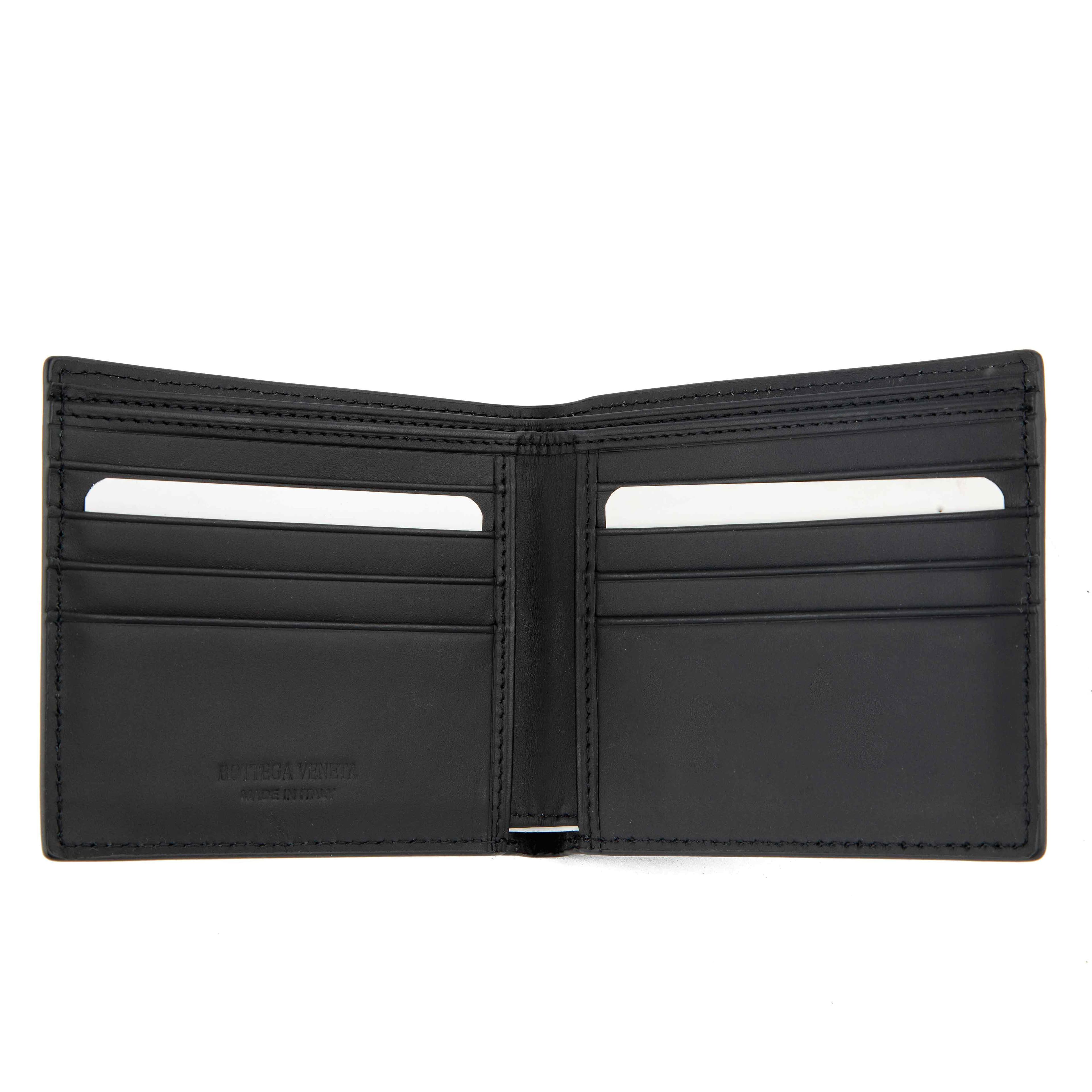 Bottega Veneta Black Intrecciato Leather Bifold Wallet