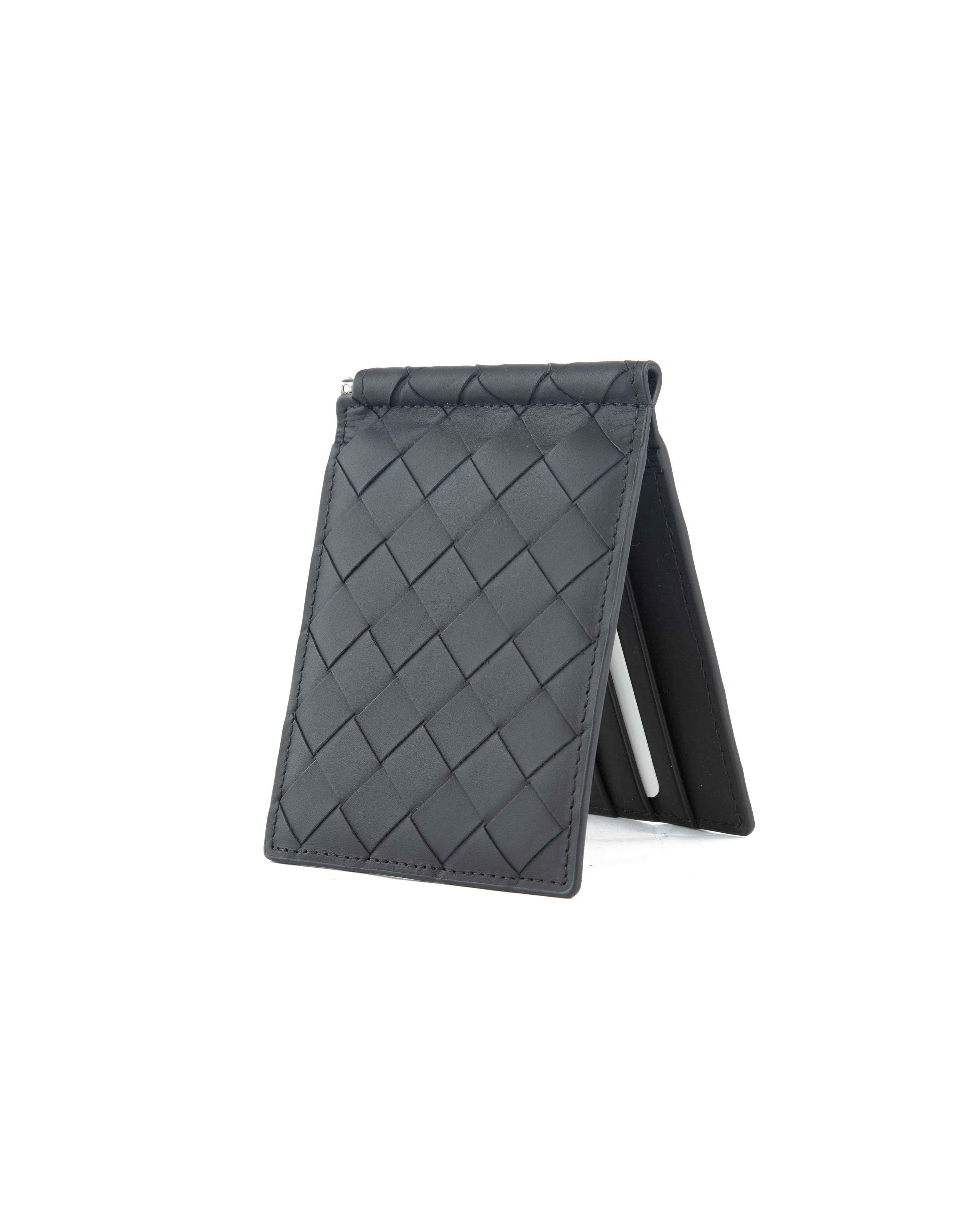 Black Intrecciato Leather Bifold Wallet