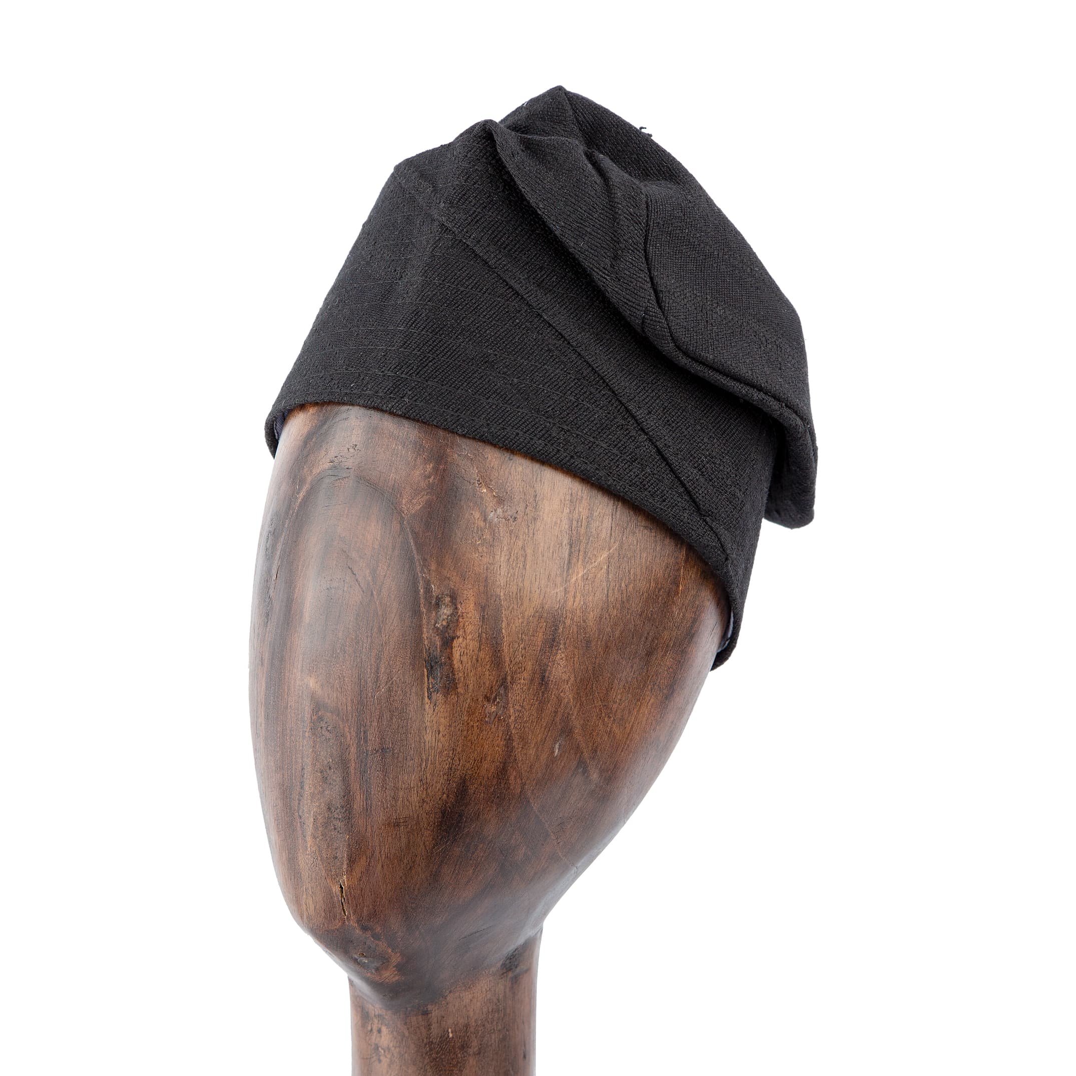 Classic black Aso Oke cap, unisex traditional headwear, perfect for weddings, cultural events, and modern styling. Handwoven and lightweight for comfort.