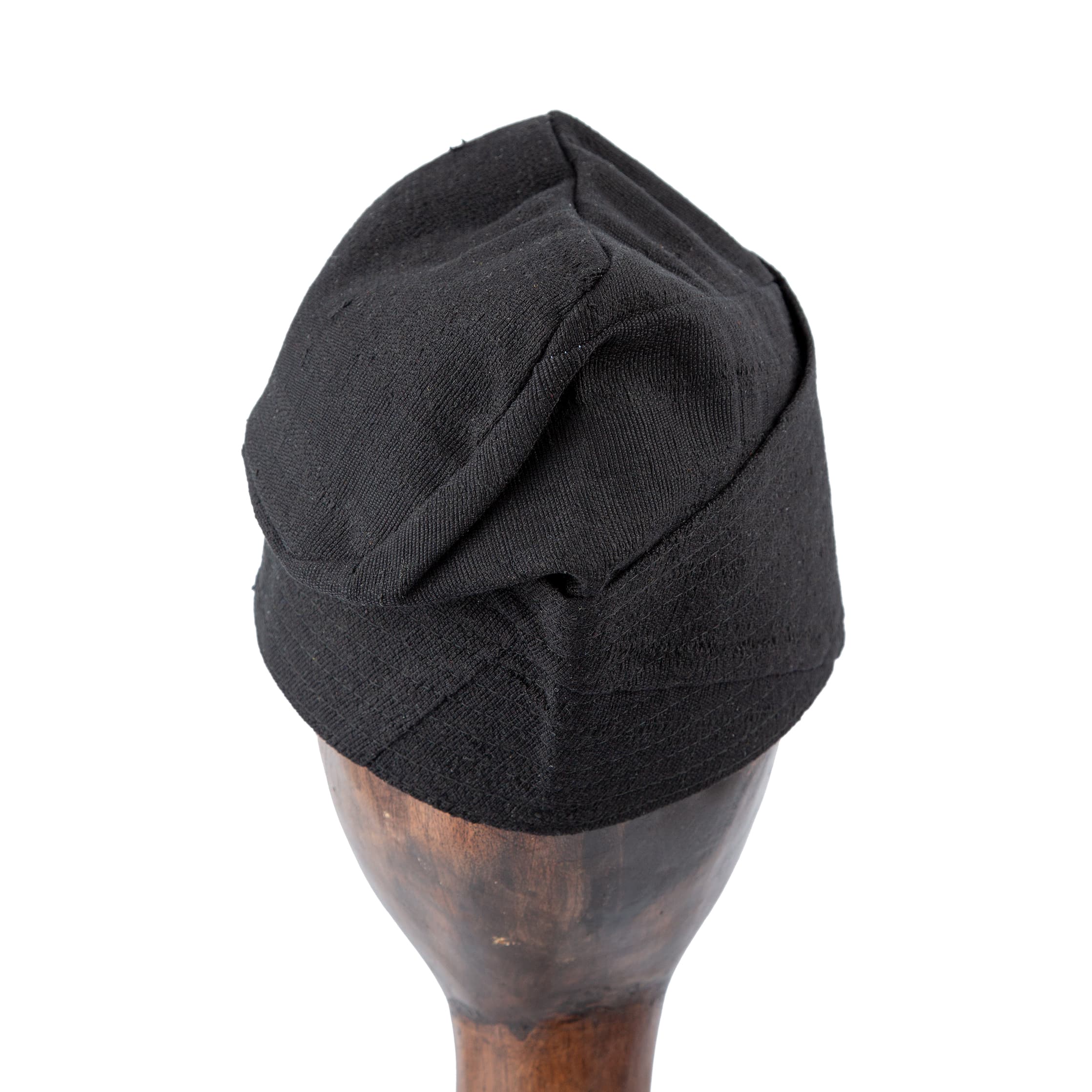 Classic black Aso Oke cap, unisex traditional headwear, perfect for weddings, cultural events, and modern styling. Handwoven and lightweight for comfort.