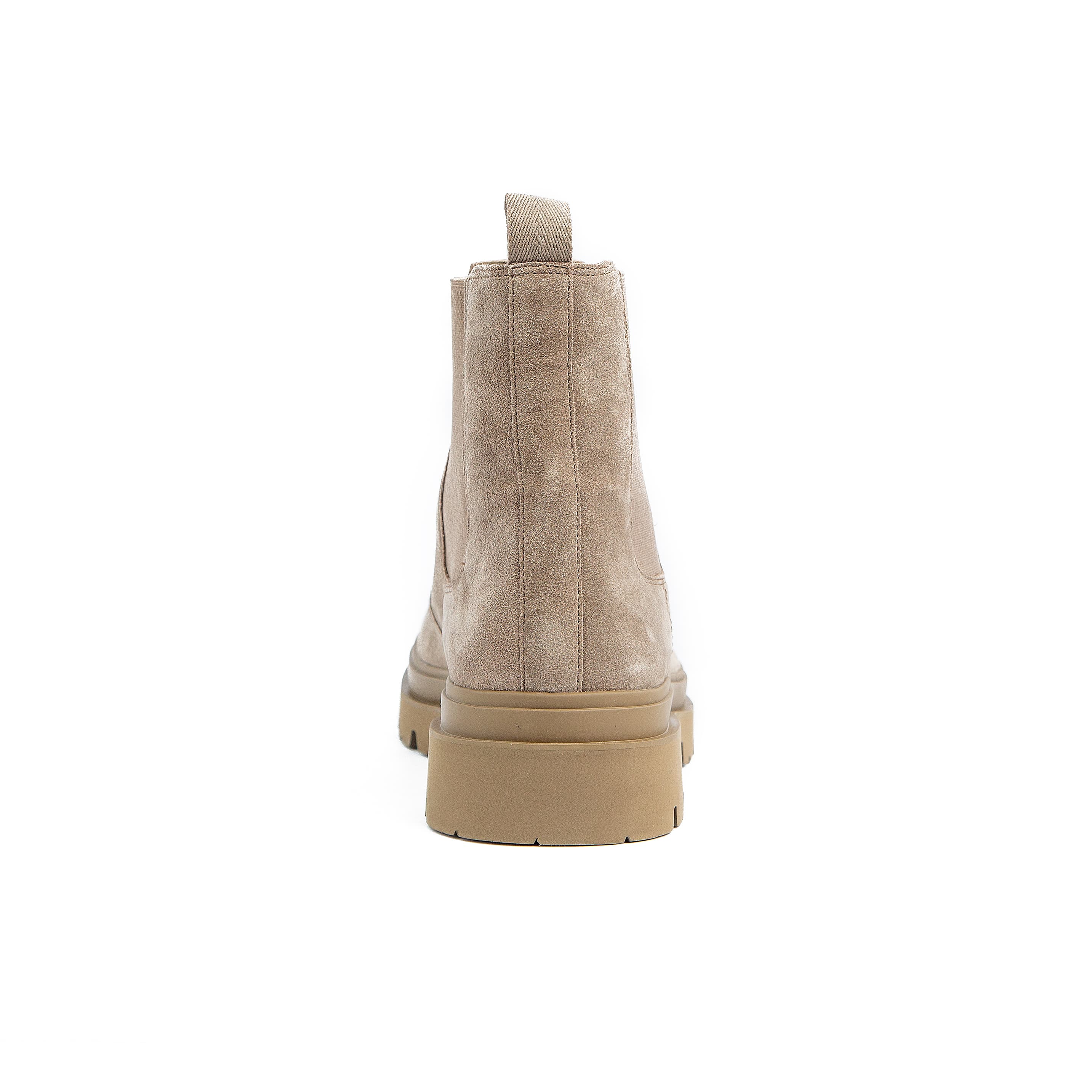 Men's Beige Suede Chelsea Boots with Tan Rugged Sole for Casual Elegance