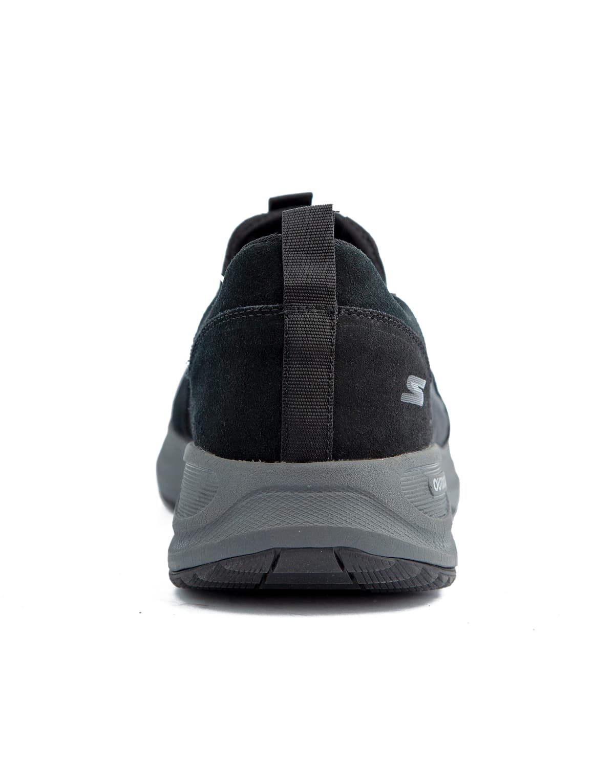 Skechers GO WALK Outdoor Arch Fit - Grand Horizon men's shoes in black with grey trim, featuring a mesh and synthetic upper and a rugged outsole.