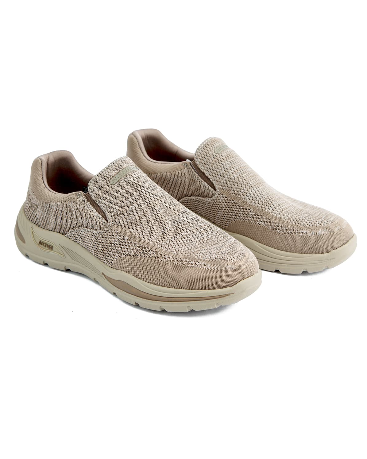 Skechers USA Arch Fit Motley - Vaseo Slip-On Men's Shoes, Taupe knit mesh upper, slip-on design, Arch Fit insole for support.