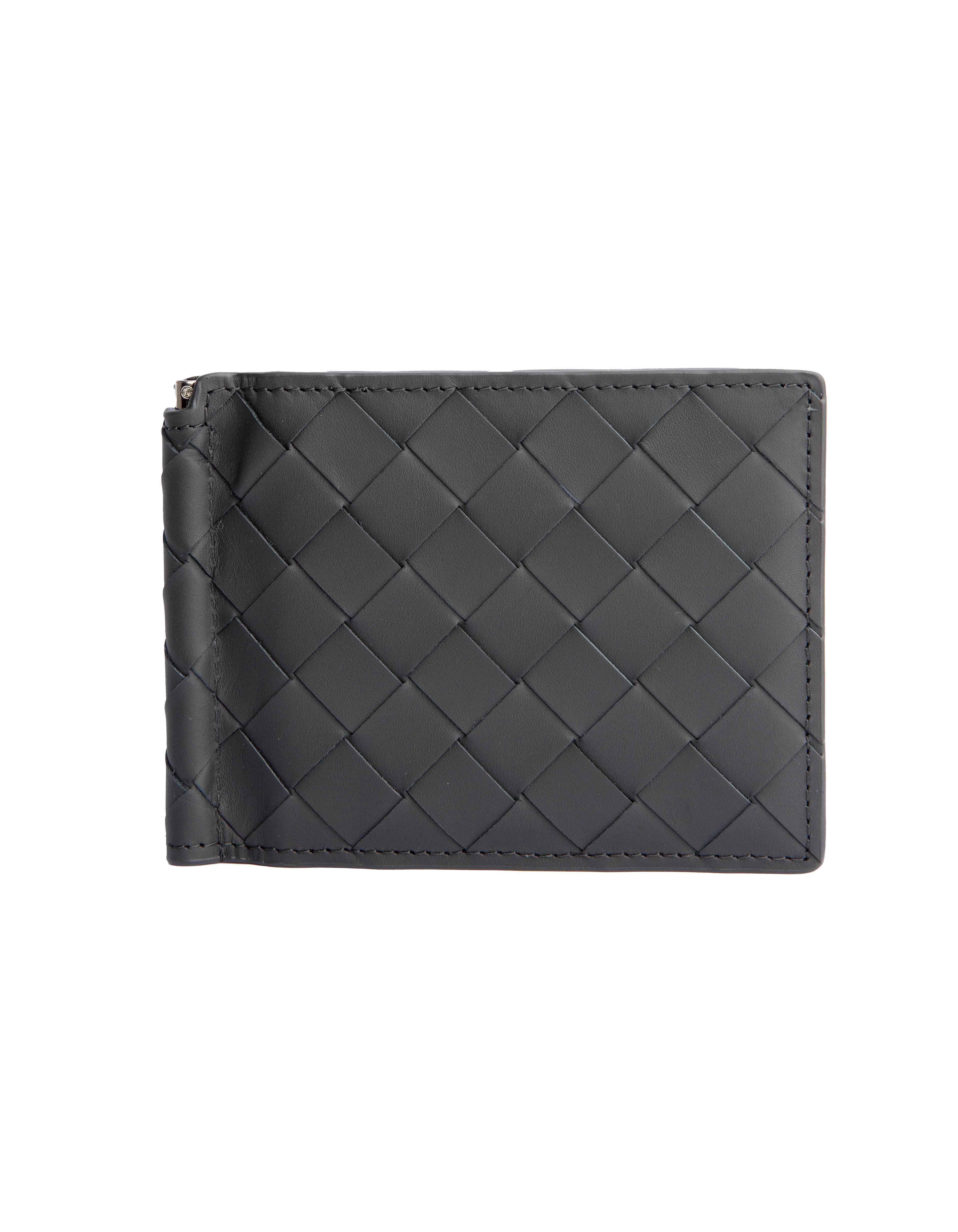 Black Intrecciato Leather Bifold Wallet